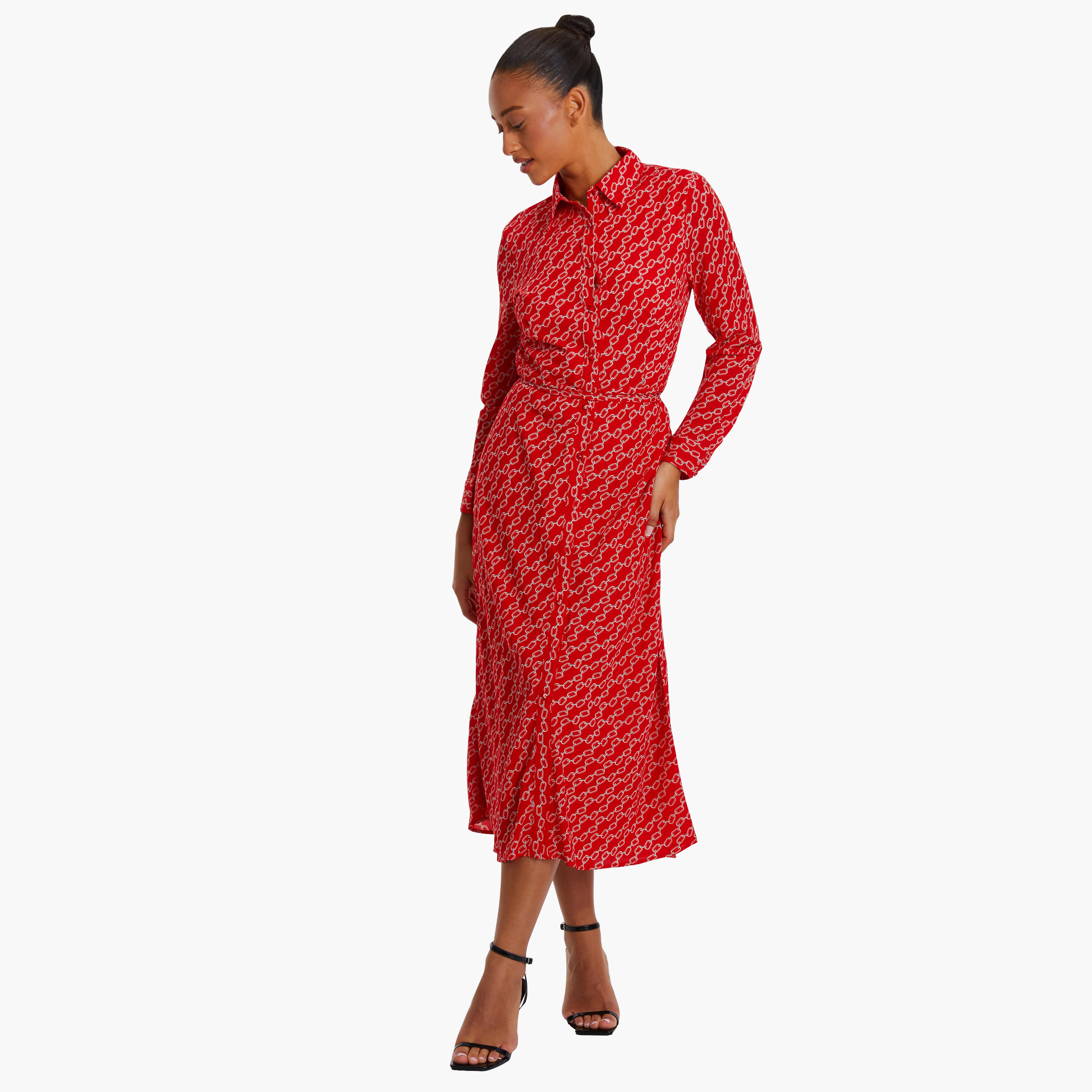 كويز- فستان ميدي باردو أسود مع كشكشة-women-clothing-dresses-image-1