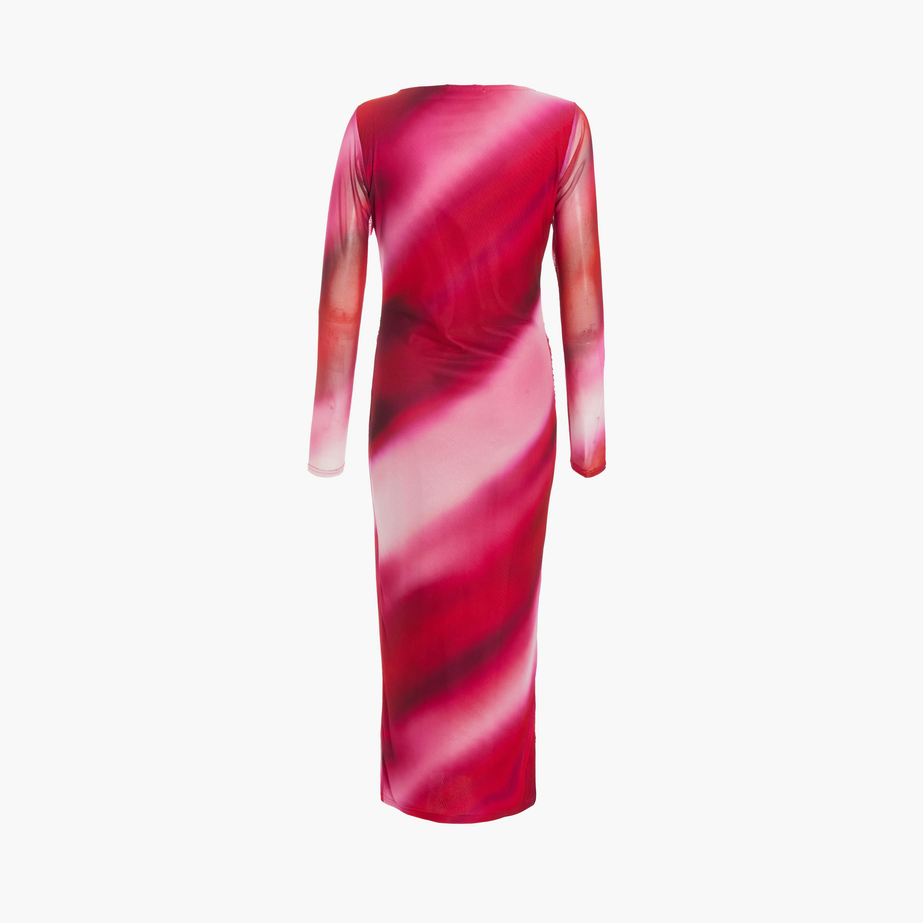 كويز- فستان ميداكسي مخطط بلون وردي متدرج بأكمام طويلة-women-clothing-dresses-image-6