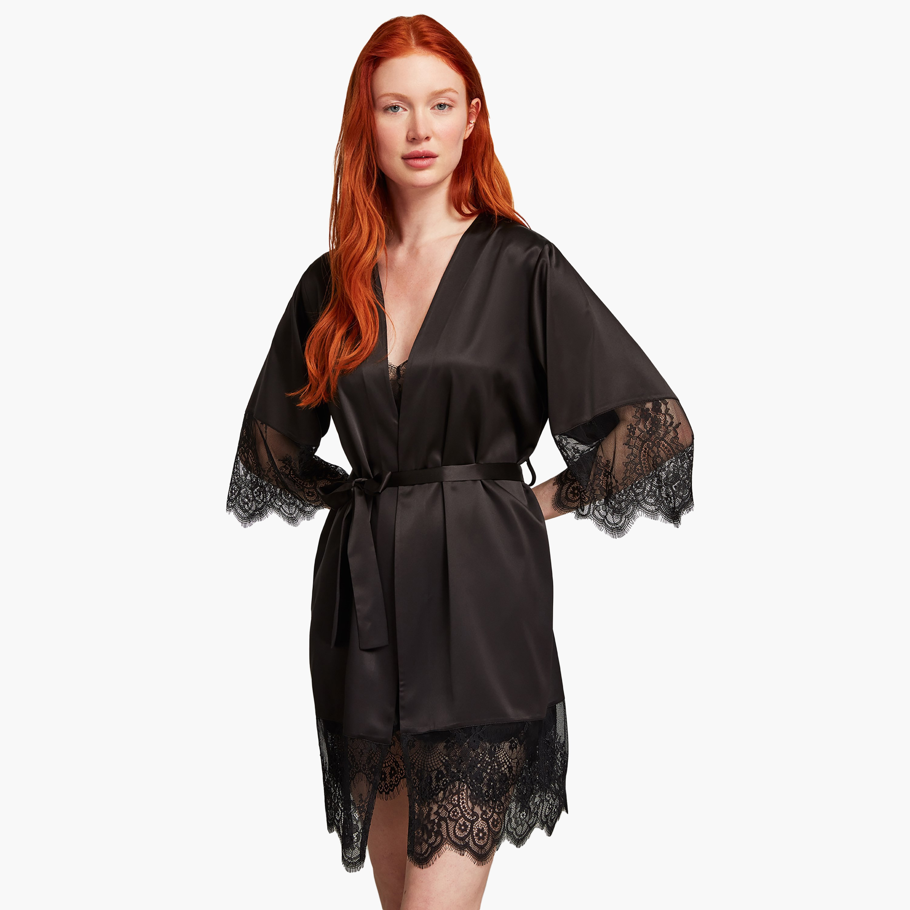 Penye Mood Robe Set with Lace Detail Shoulder Strap Robe and Women's Chemise-women-clothing-nightwear-pyjamas-longsets-image-1