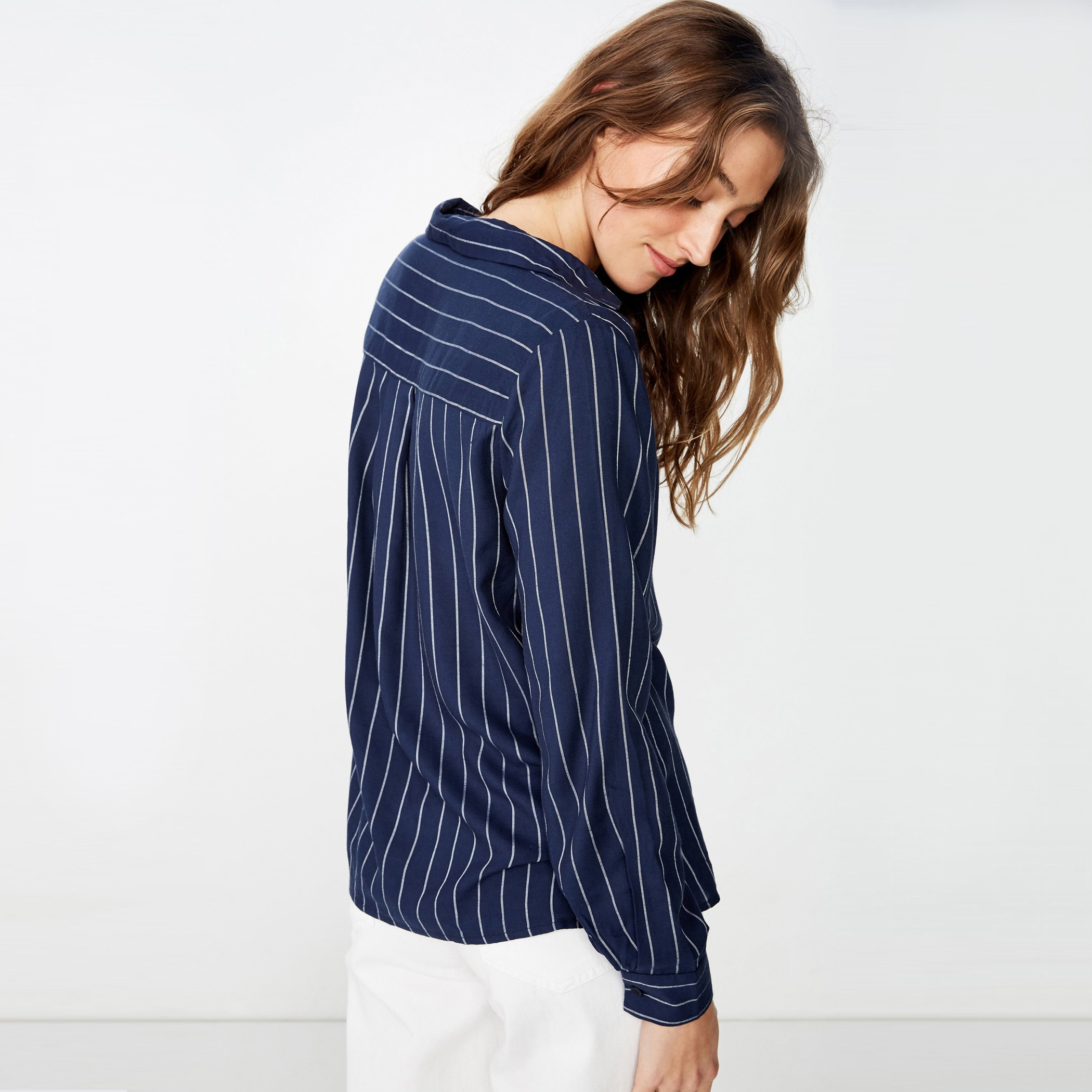 Cotton On Striped Shirt with V-neck and Long Sleeves-women-clothing-shirtsandblouses-blouses-image-2
