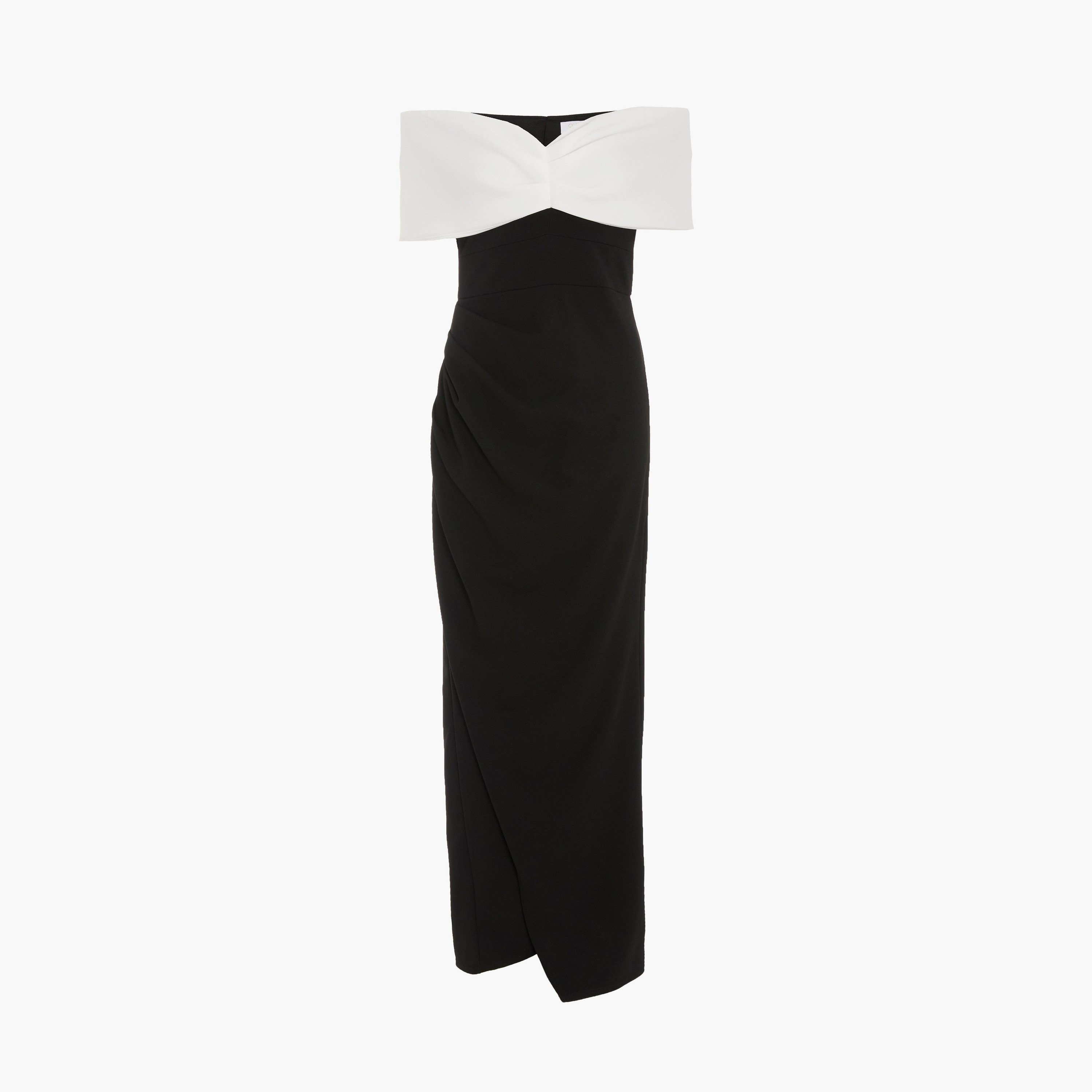 كويز- فستان ماكسي أسود مكشوف الكتفين من قماش الكريب سكوبا-women-clothing-dresses-image-5
