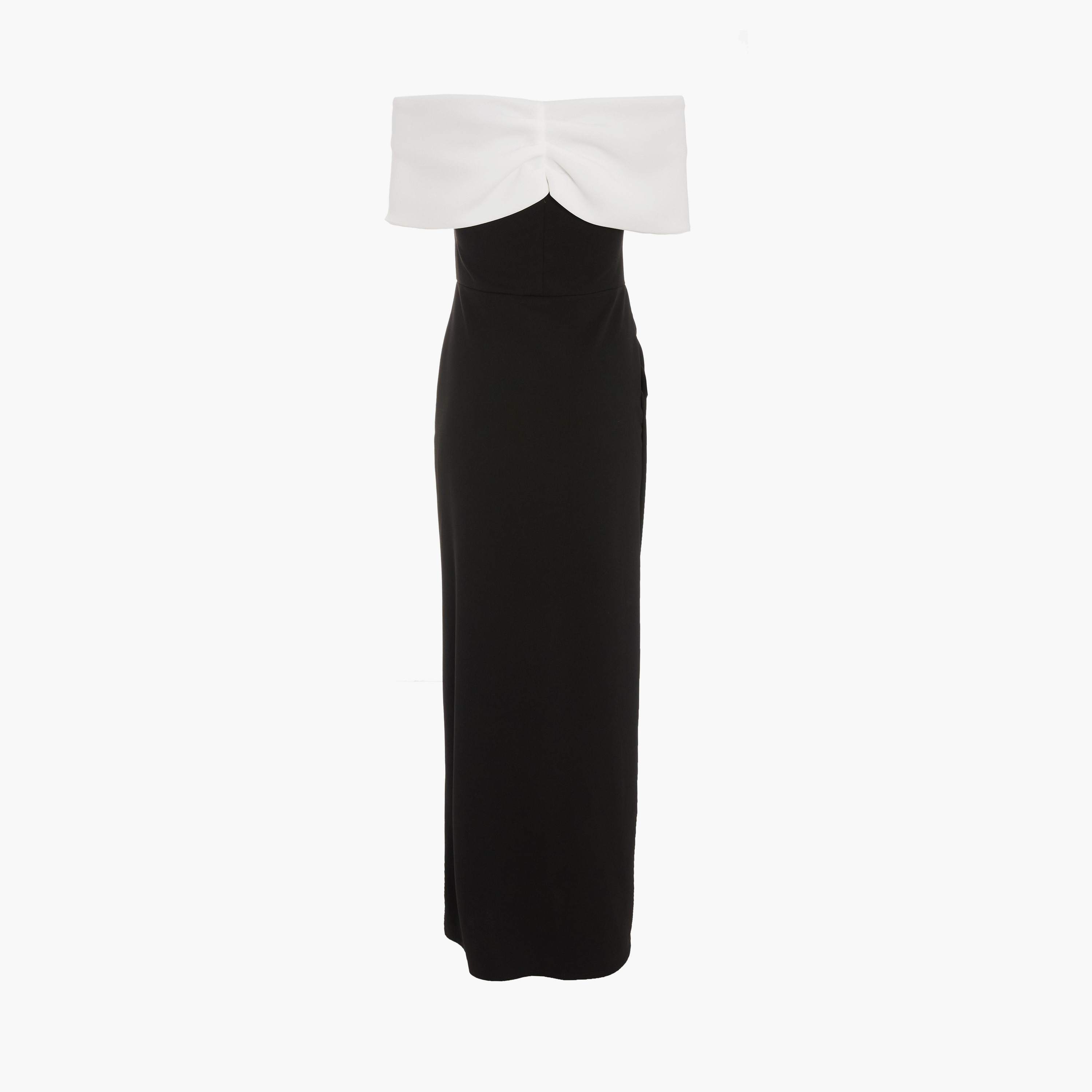 كويز- فستان ماكسي أسود مكشوف الكتفين من قماش الكريب سكوبا-women-clothing-dresses-image-6