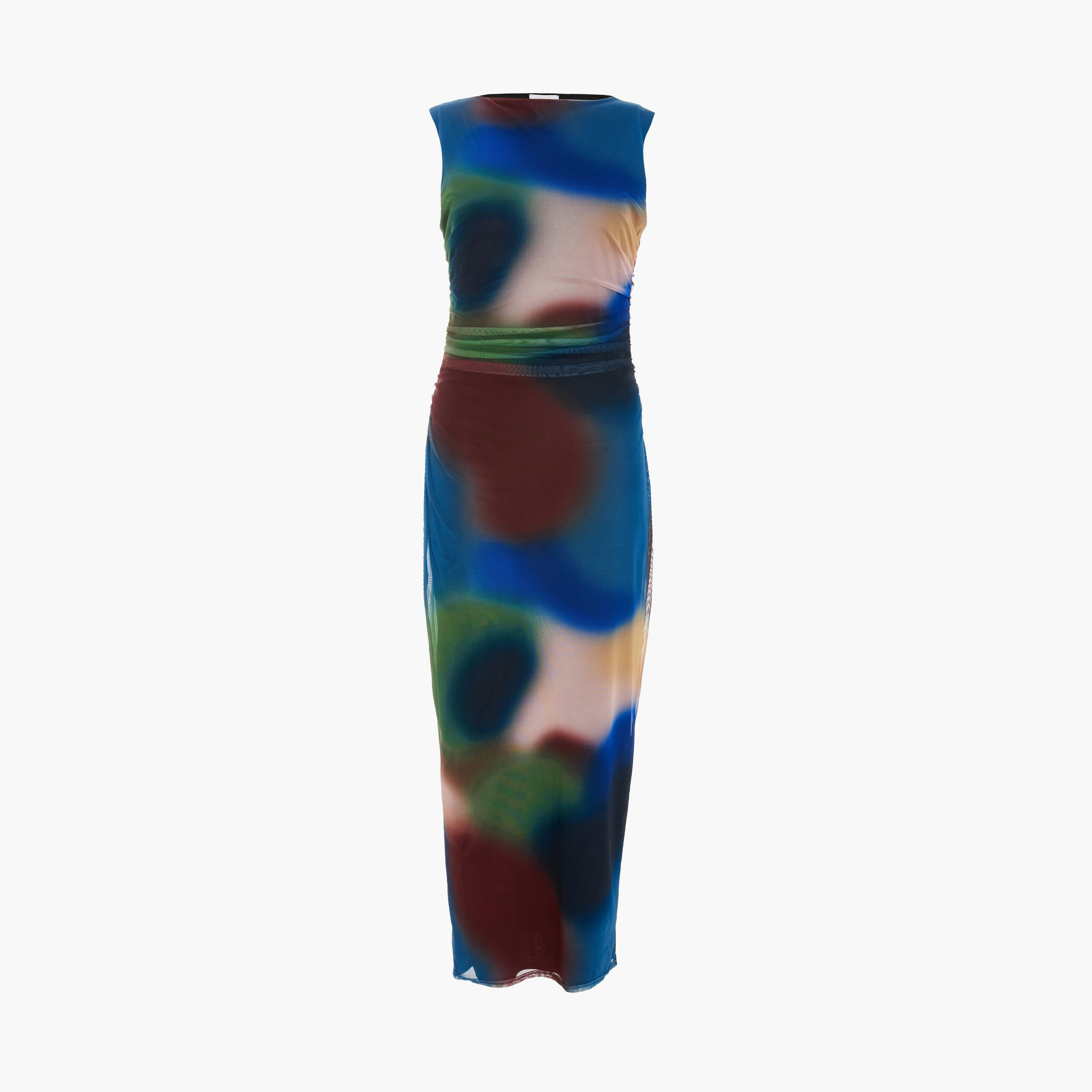 كويز- فستان ميداكسي بدون أكمام بياقة دائرية وشبكة متعددة-women-clothing-dresses-image-5