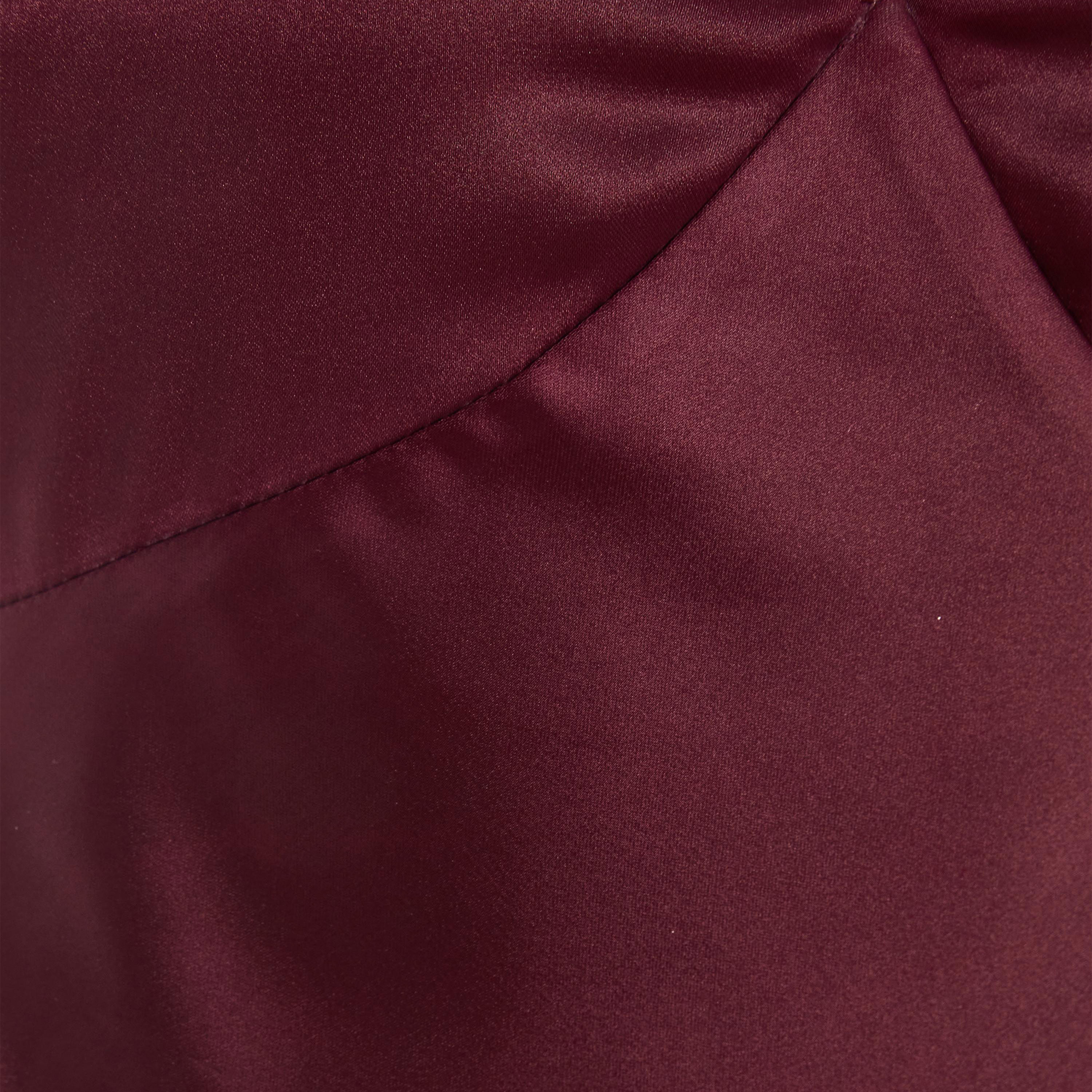 كويز-  فستان سهرة ميداكسي من الساتان  لون خمري بفتحة على شكل حرف V-women-clothing-dresses-image-4