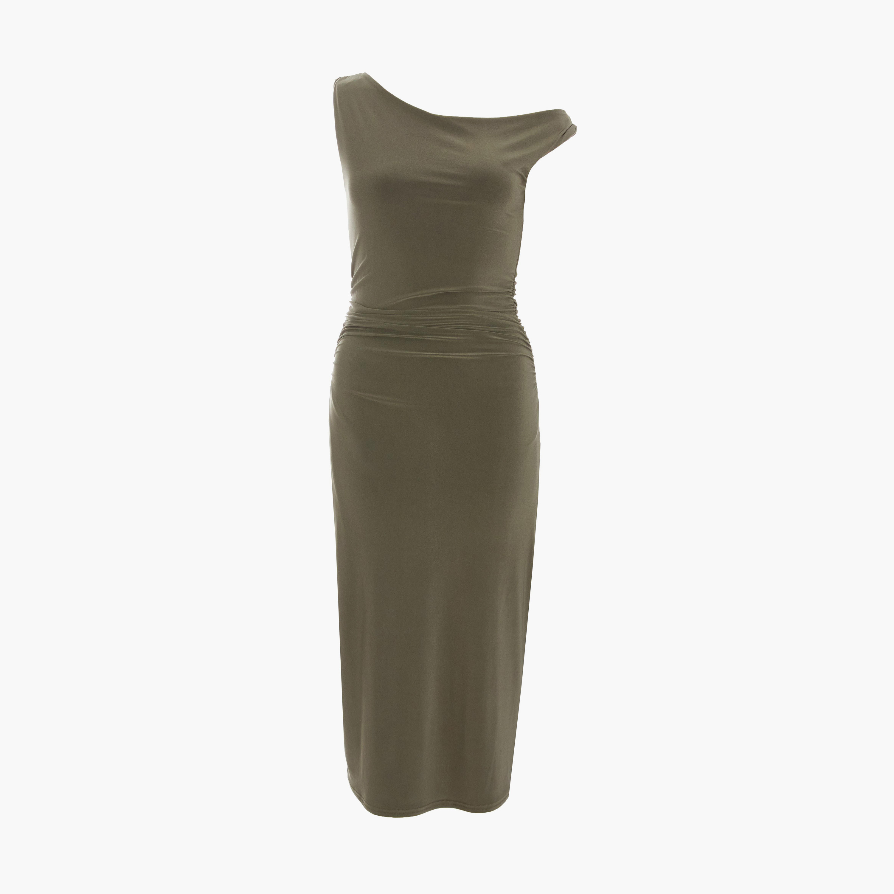 Quiz Khaki ITY Twist Strap Midi Dress-women-clothing-dresses-image-5