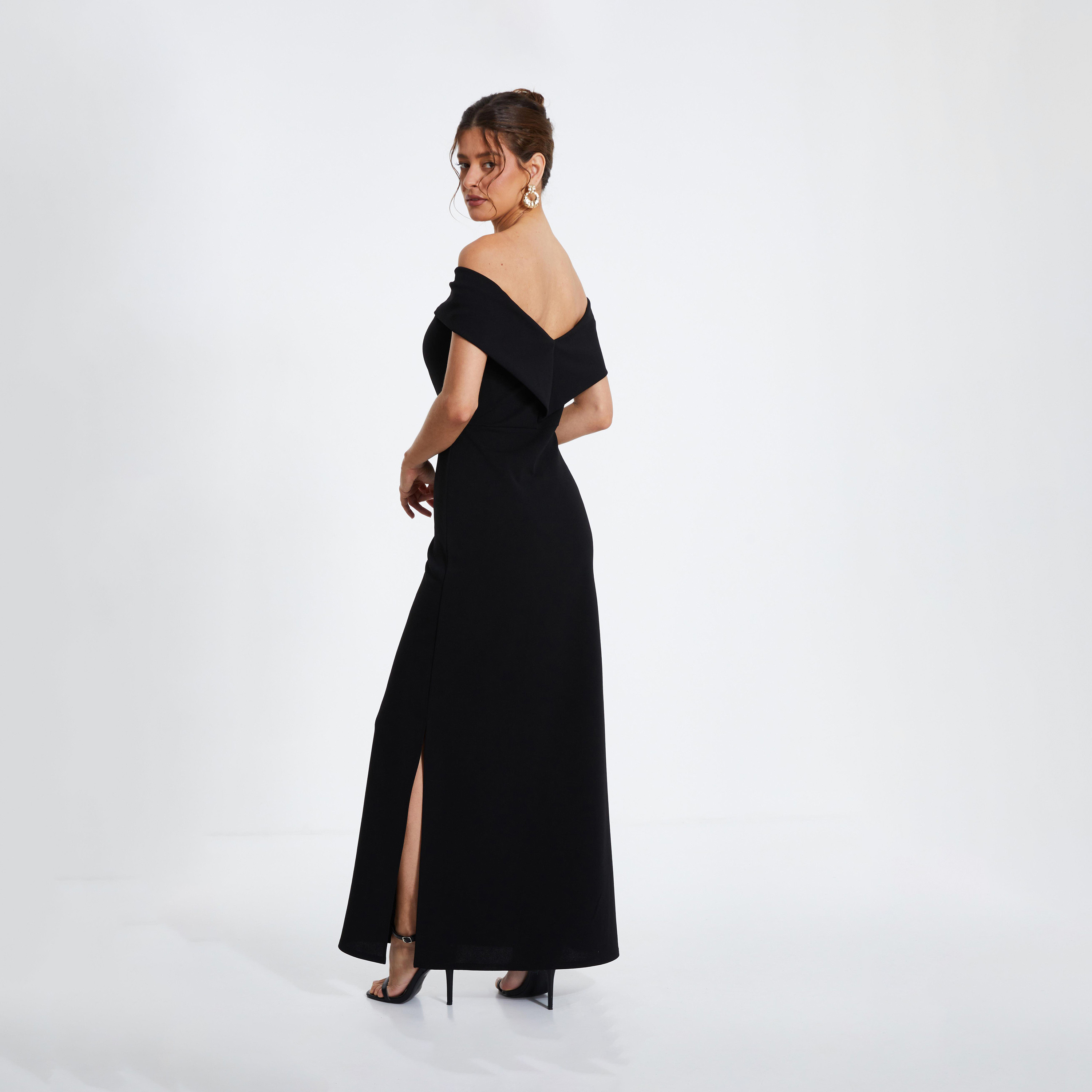 كويز-  فستان ماكسي سهرة أسود باردوت-women-clothing-dresses-image-2