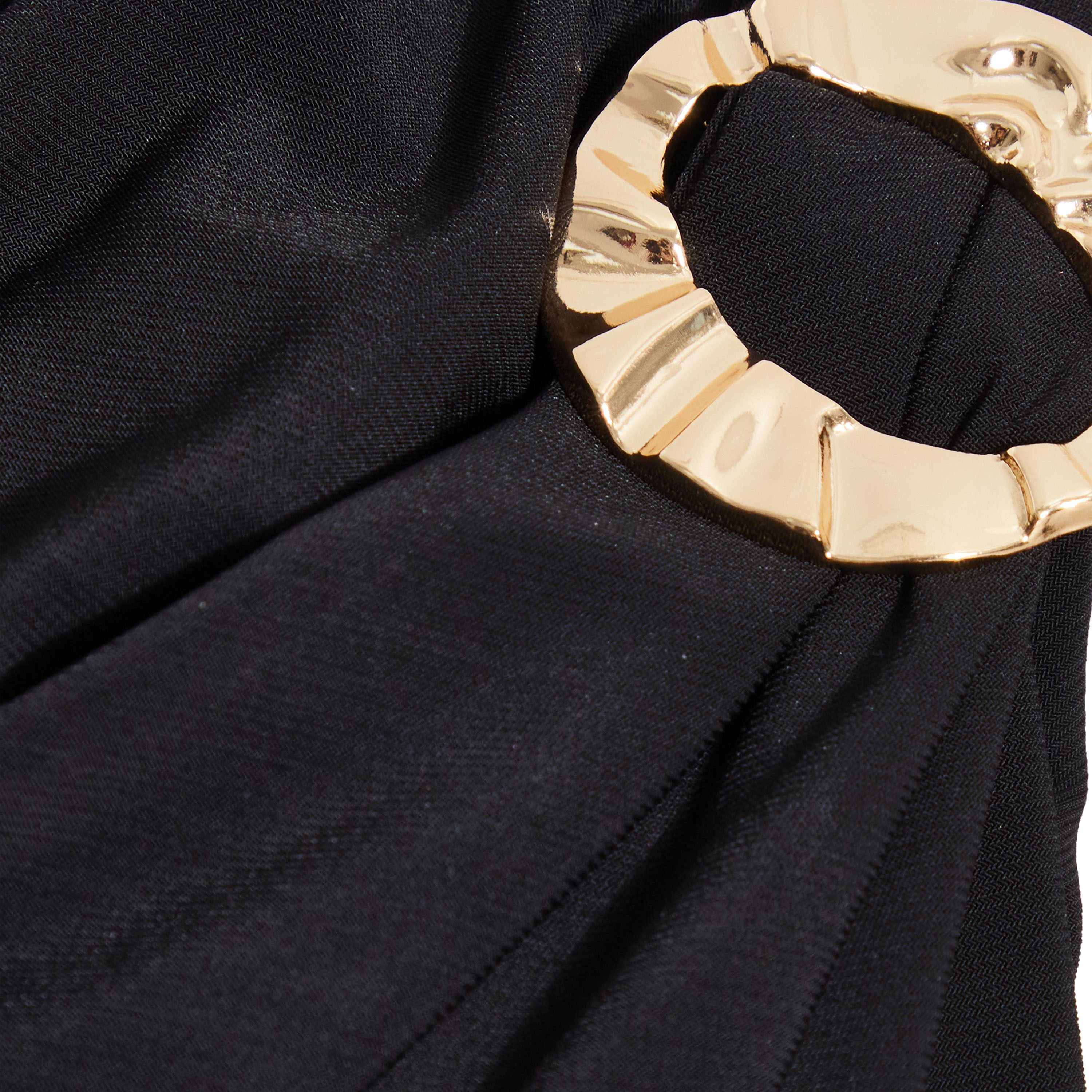 كويز- فستان سهرة متوسط ​​الطول قماش آي تي واي باللون الذهبي مع إبزيم-women-clothing-dresses-image-4