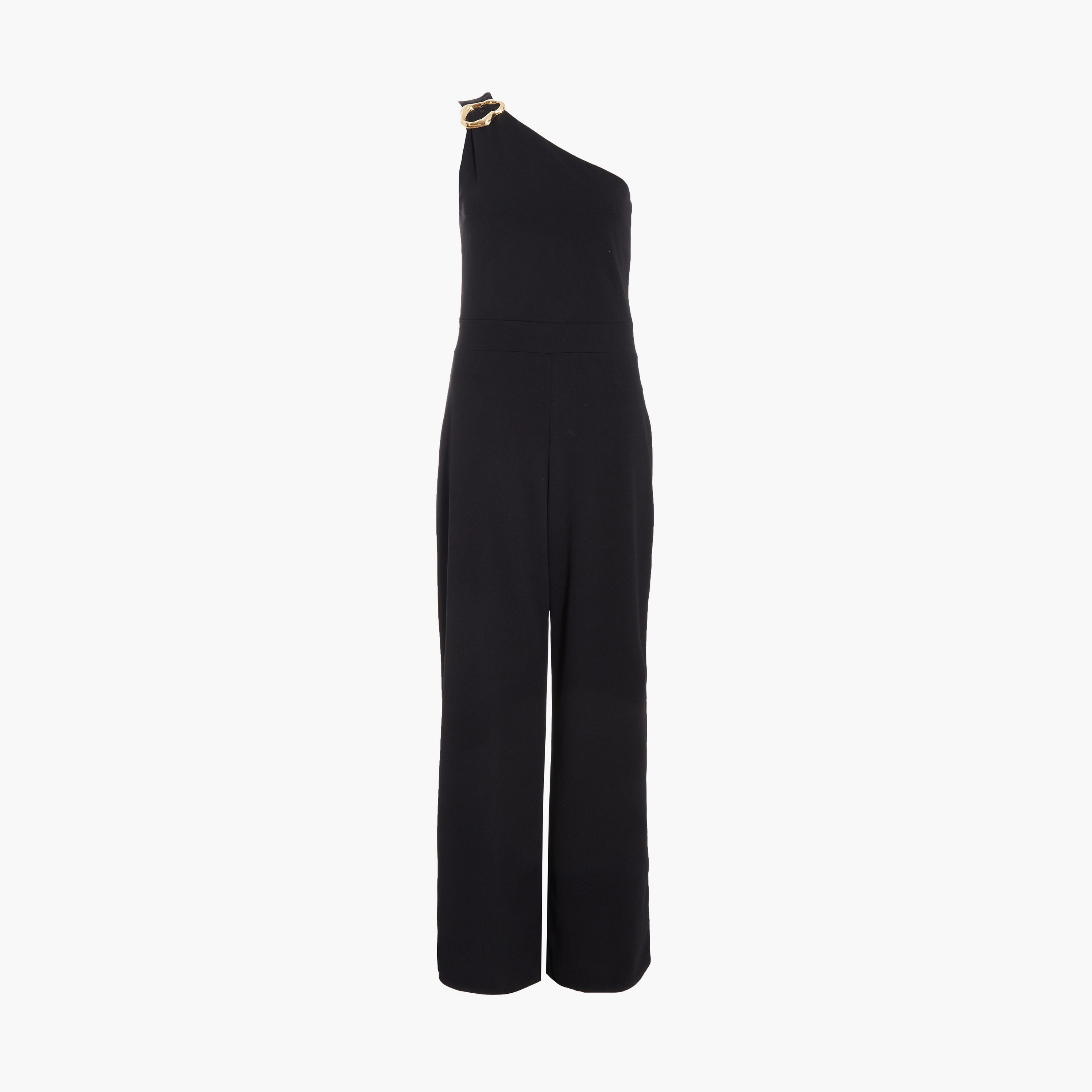 Quiz Black One Shoulder Scuba Crepe Jumpsuit with Gold Buckle-women-clothing-jumpsuits-image-5