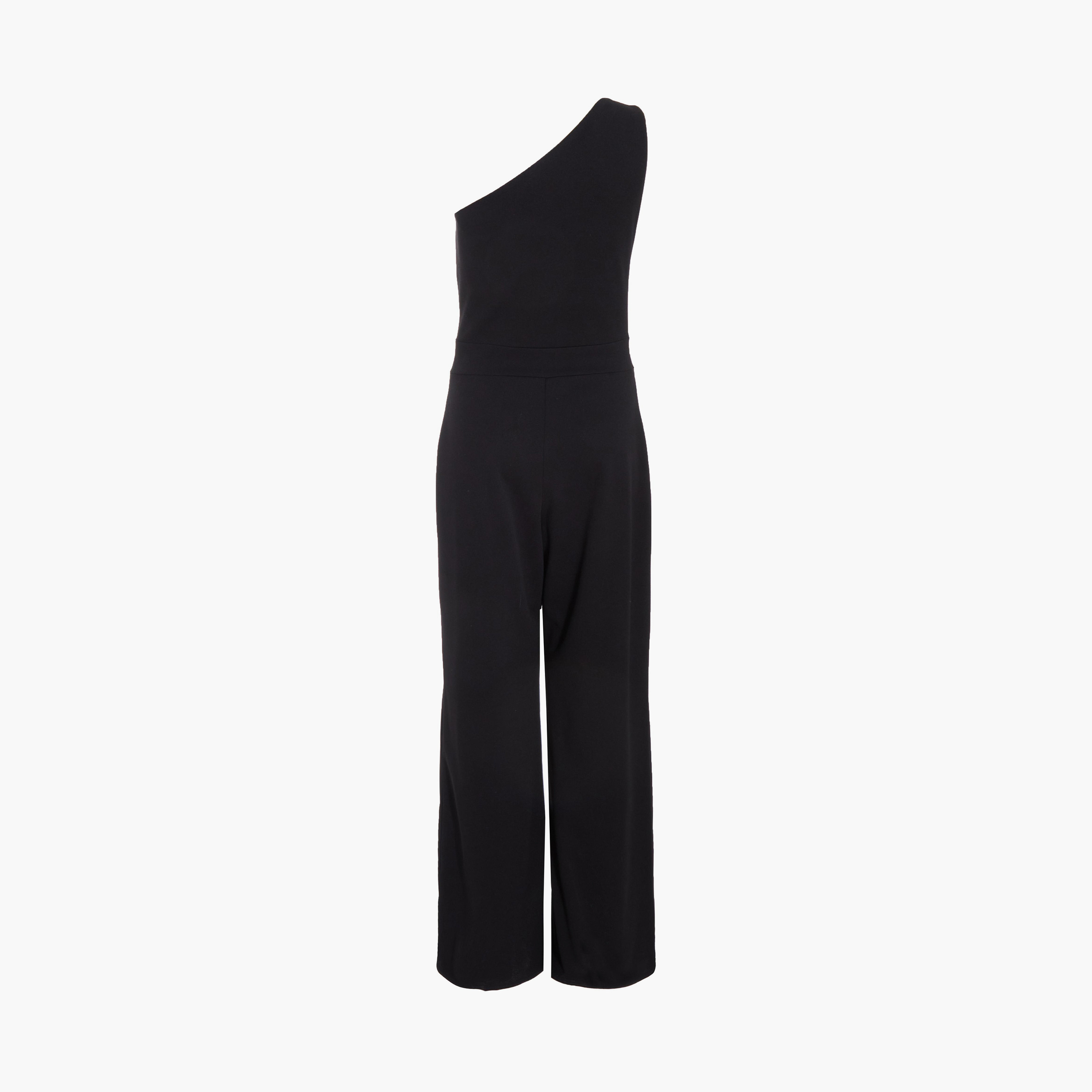 كويز- جمبسوت أسود بكتف واحد من الكريب مع مشبك ذهبي-women-clothing-jumpsuits-image-6