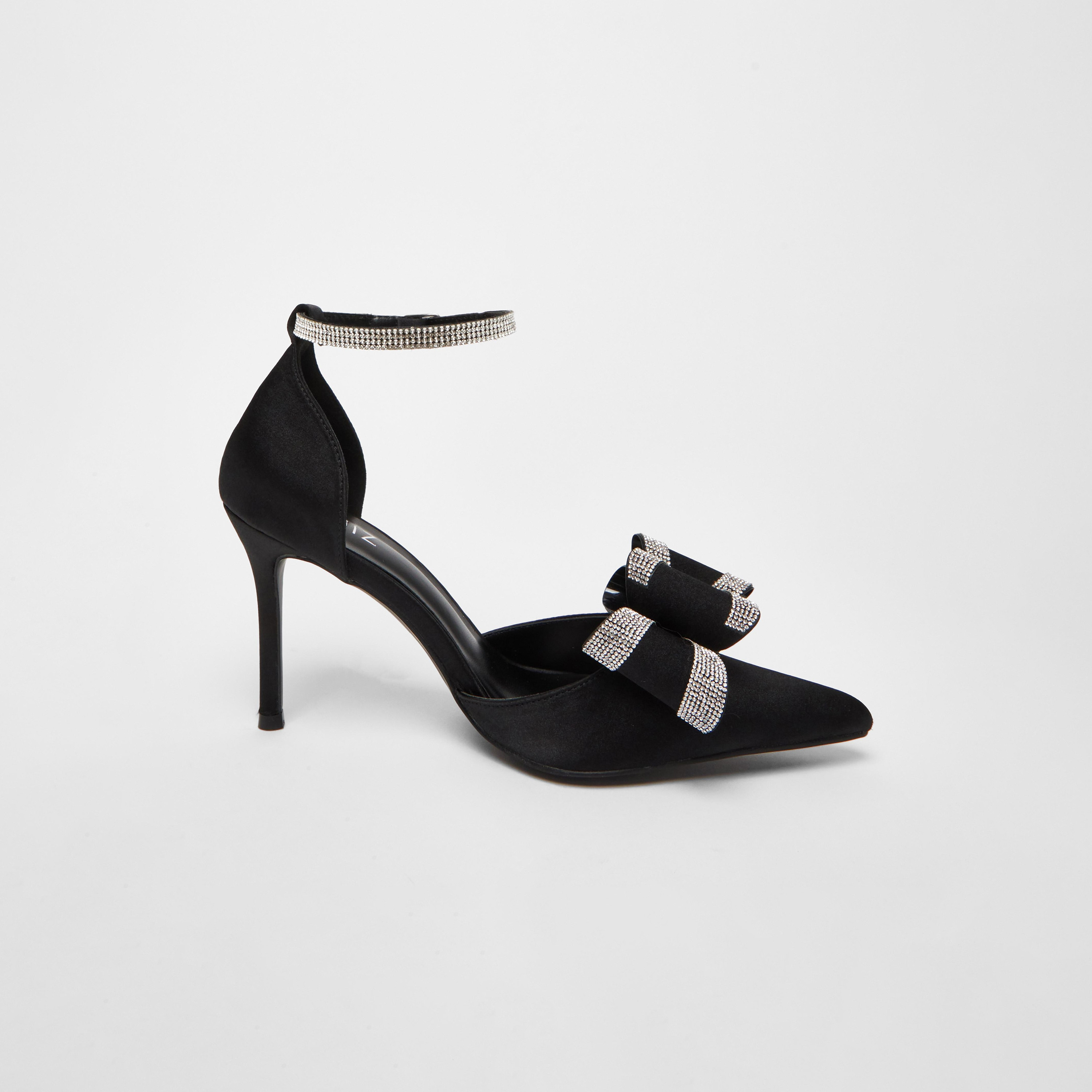 صندل كويز نسائي بكعب ستيليتو وتفاصيل بحزام للكاحل مزين بالماس  | 200793000-women-shoes-heels-image-4