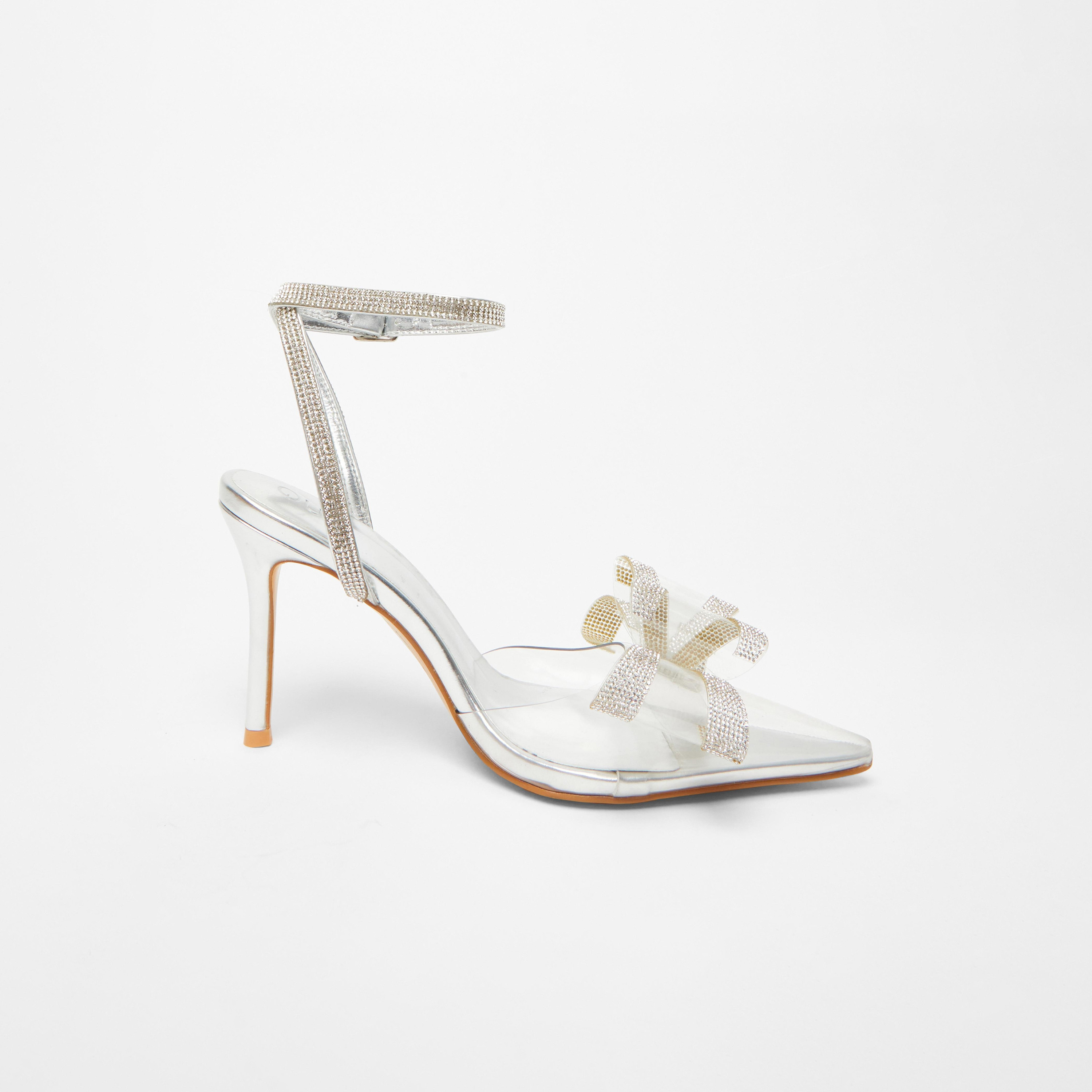 صندل كويز نسائي بكعب ستيليتو وتفاصيل بحزام للكاحل مزين بالماس  | 200793000-women-shoes-heels-image-9