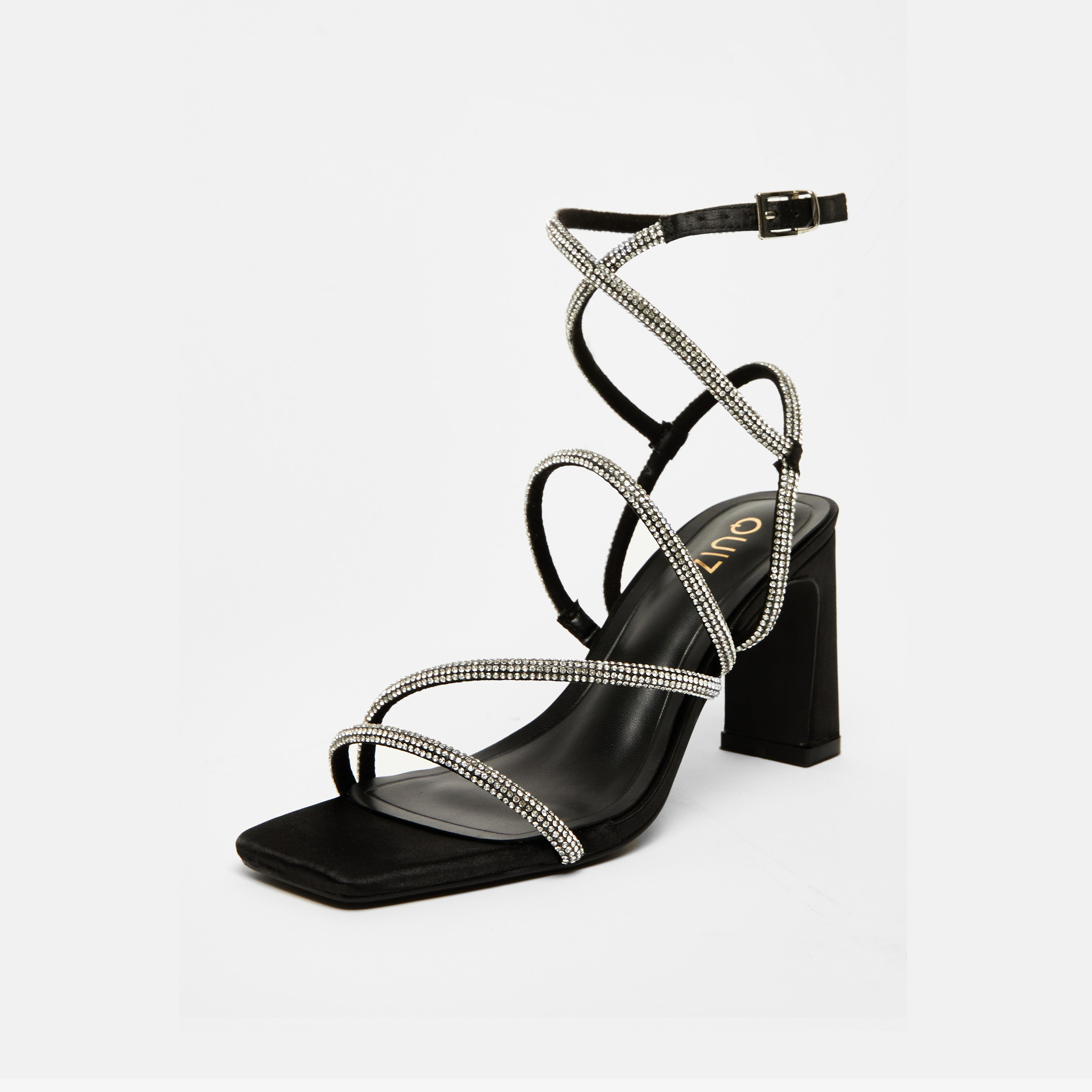 Quiz Women's Ankle Cross Strap Buckle Block Heel Sandals | 200800000-women-shoes-heels-image-1