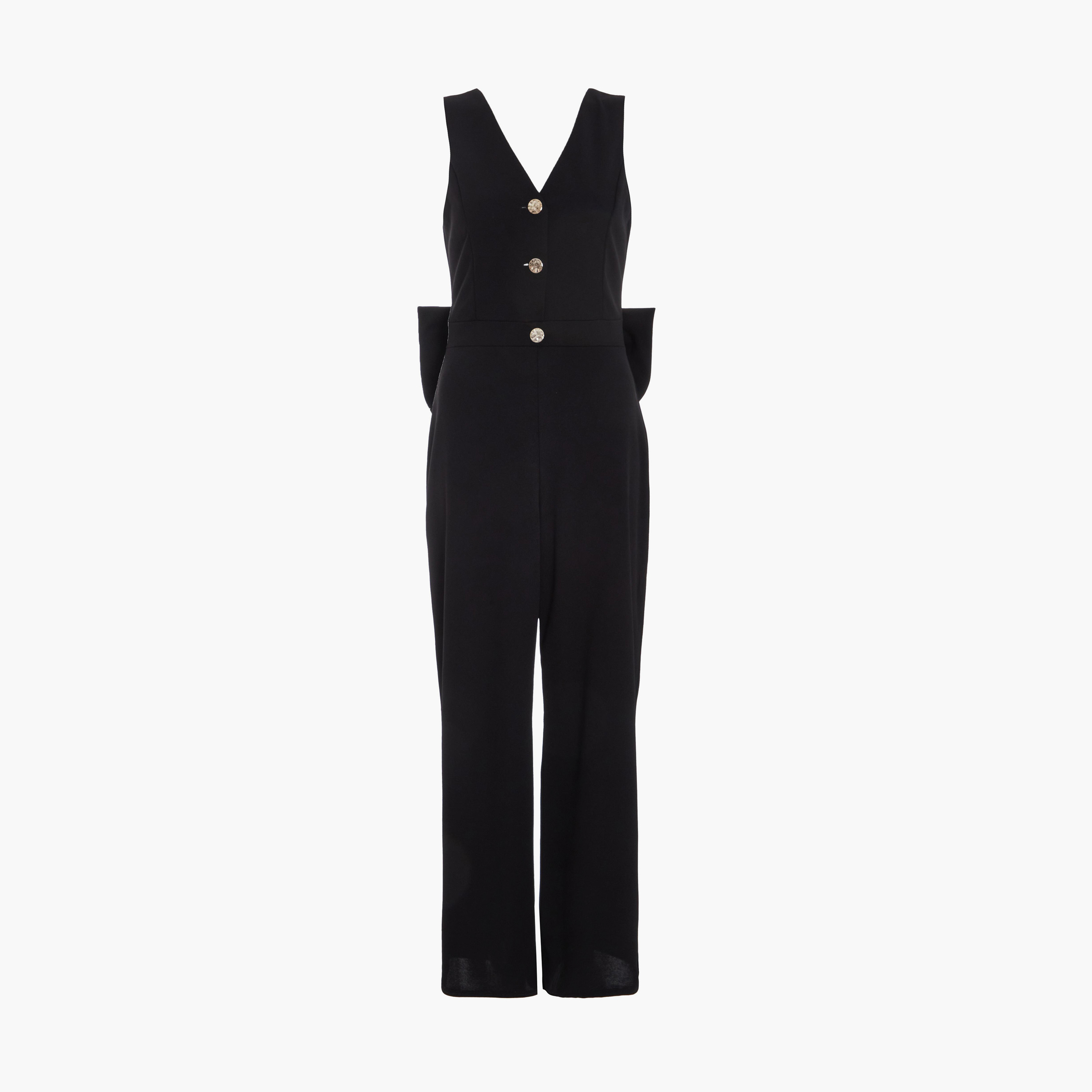 كويز- جمبسوت سكوبا كريب بأزرار أمامية سوداء وظهر مفتوح-women-clothing-jumpsuits-image-5