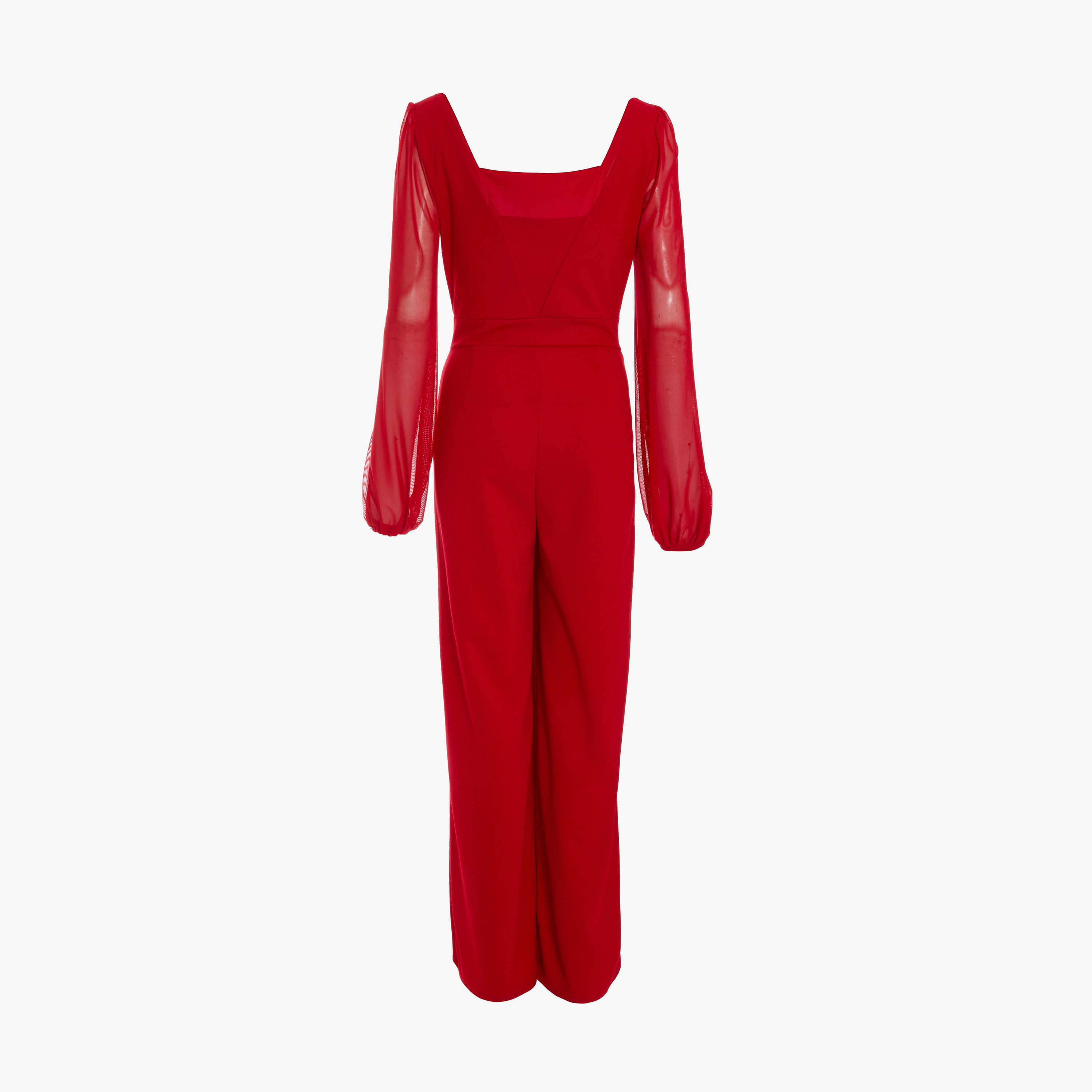 كويز- جمبسوت بأكمام شيفون من قماش الكريب باللون الأحمر-women-clothing-jumpsuits-image-6
