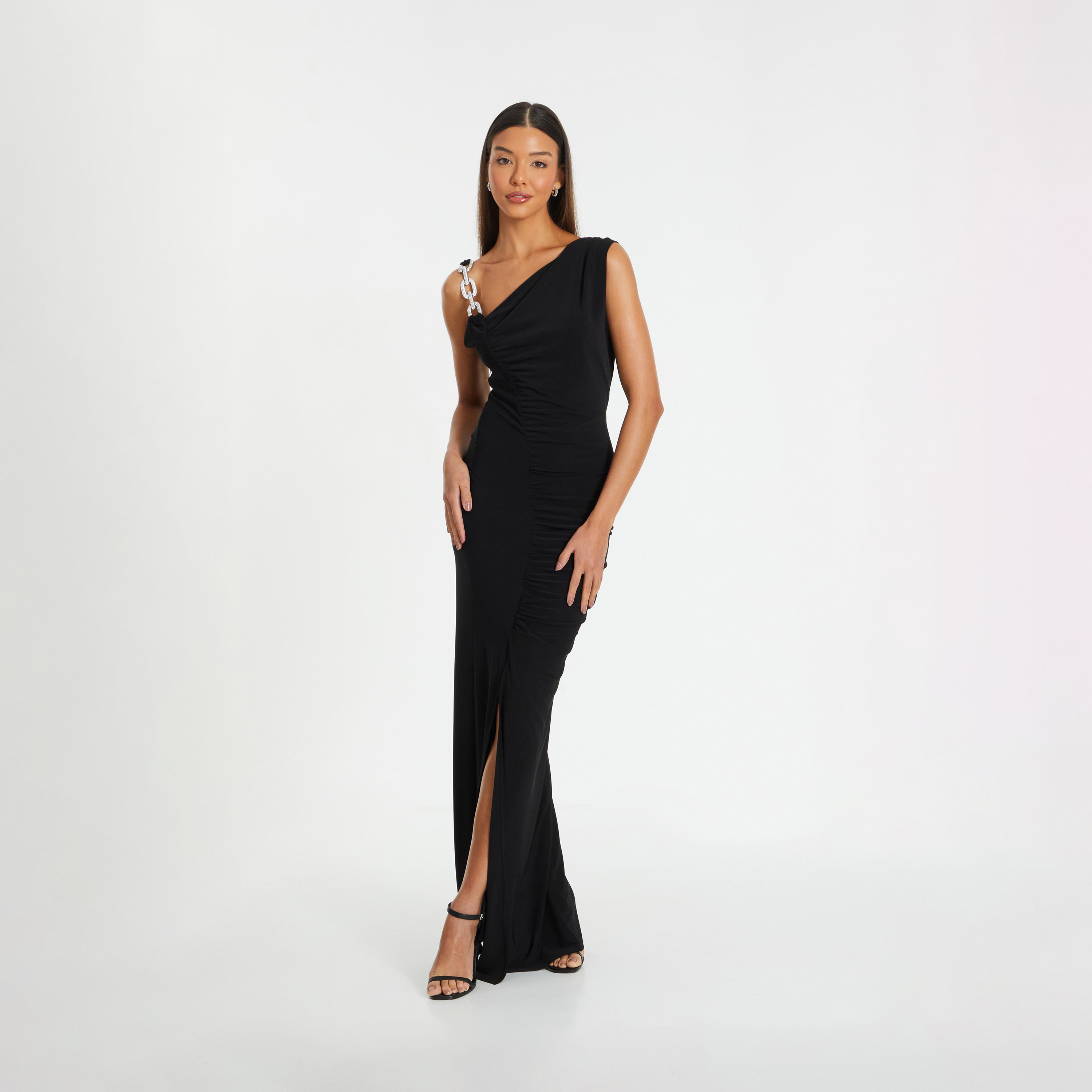 كويز-  فستان ماكسي سهرة من ITY بقصّة مكشكشة وحواف ماسية-women-clothing-dresses-image-1