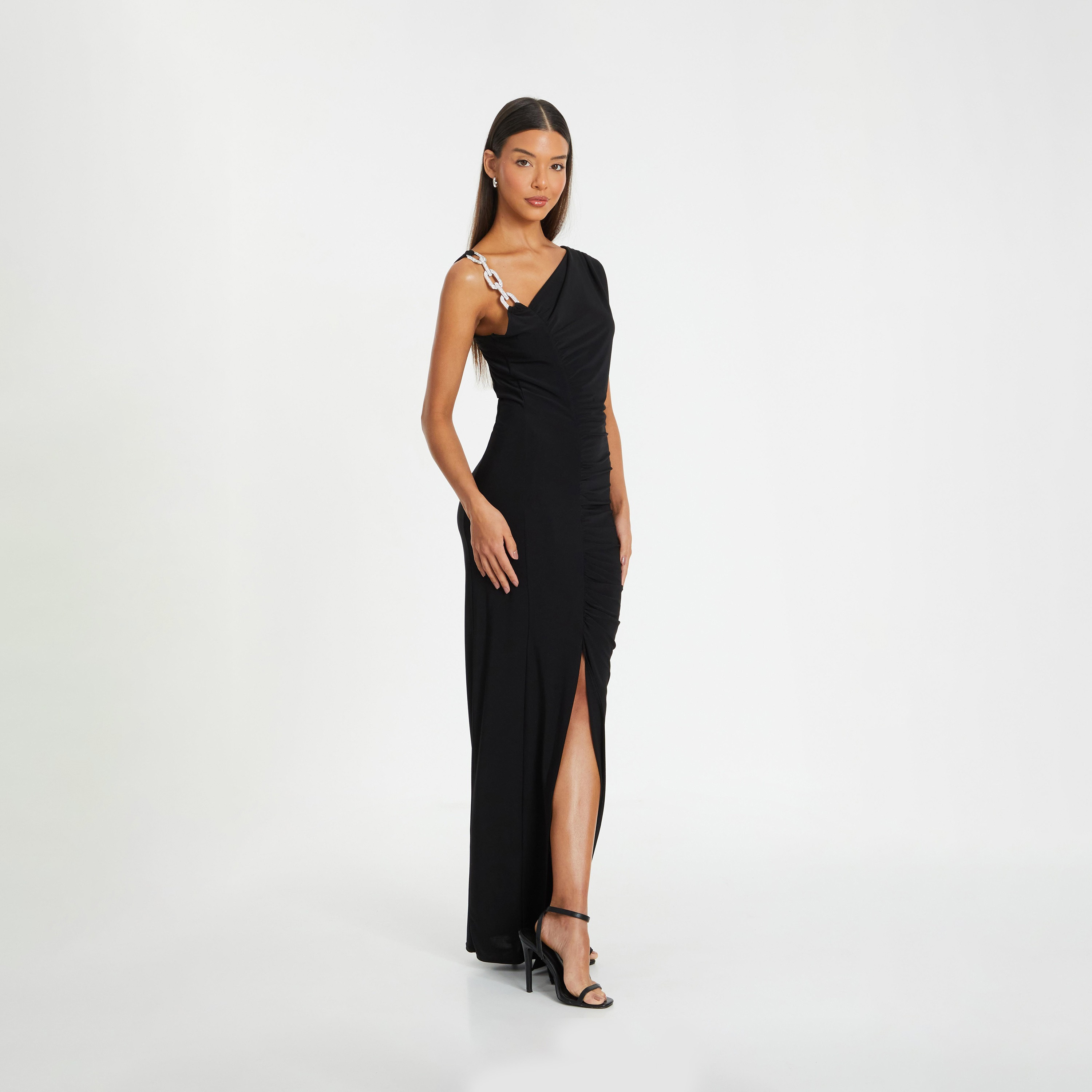 كويز-  فستان ماكسي سهرة من ITY بقصّة مكشكشة وحواف ماسية-women-clothing-dresses-image-3