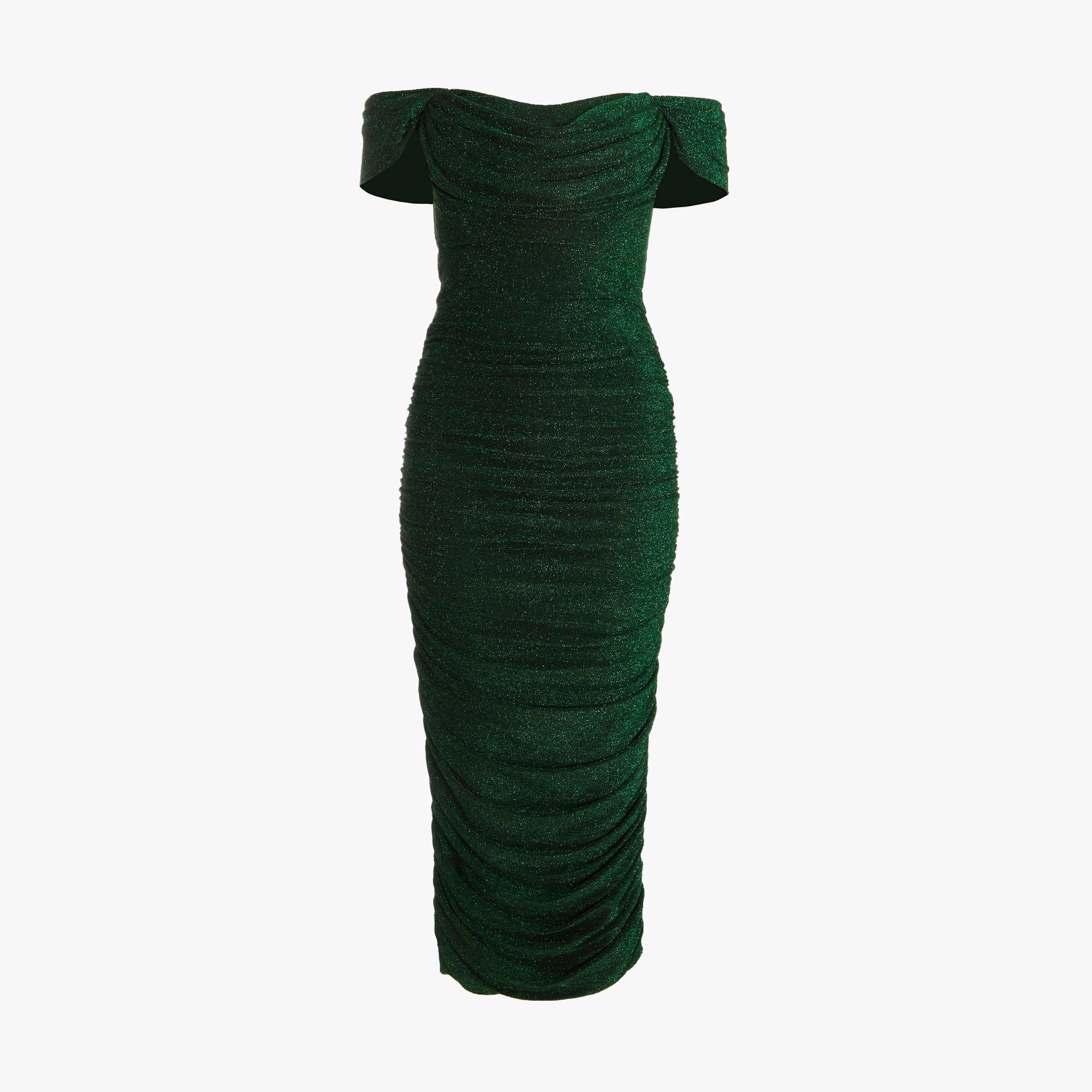 كويز-  فستان متوسط ​​الطول لامع ومكشكش باللون الأخضر الفاتح-women-clothing-dresses-image-5