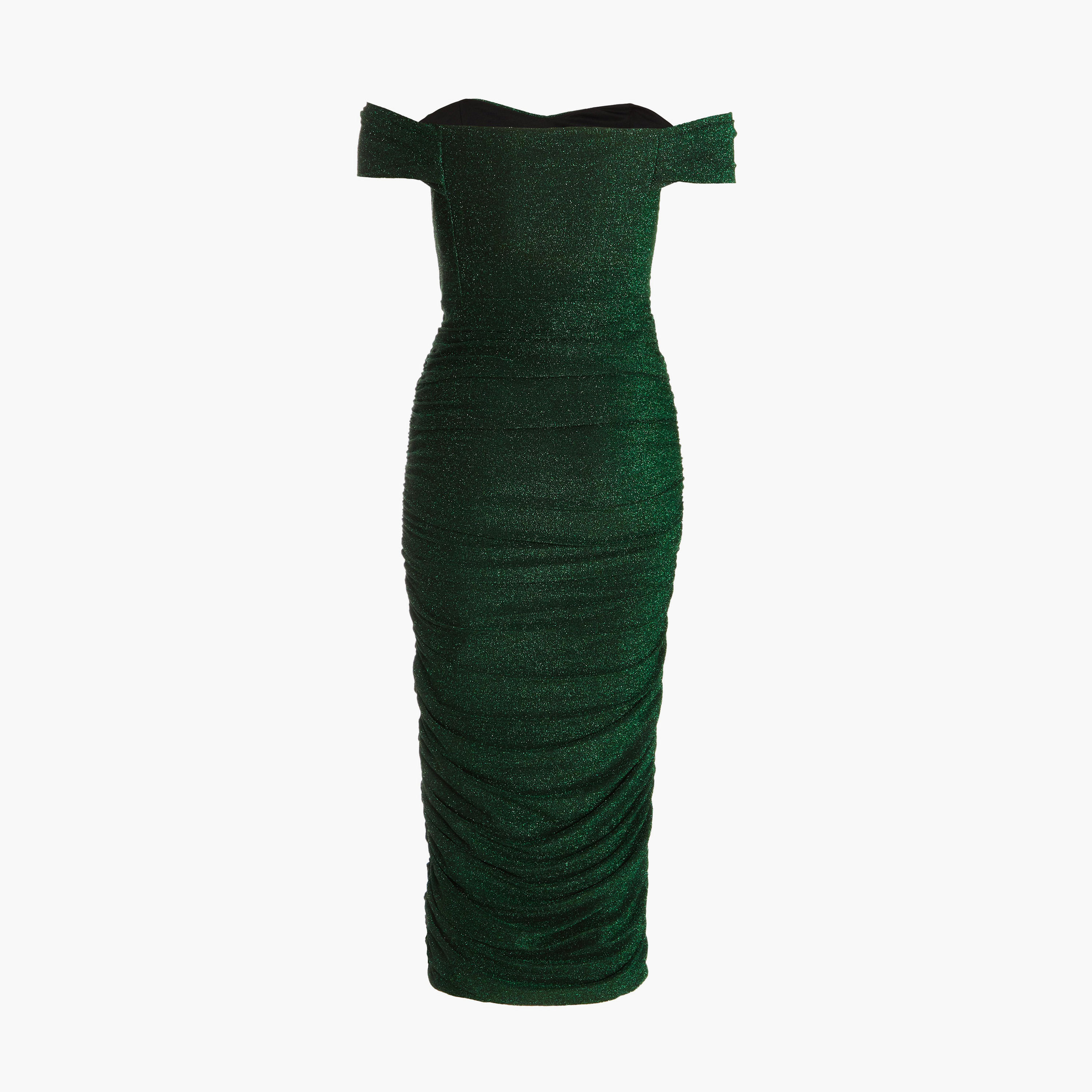 كويز-  فستان متوسط ​​الطول لامع ومكشكش باللون الأخضر الفاتح-women-clothing-dresses-image-6