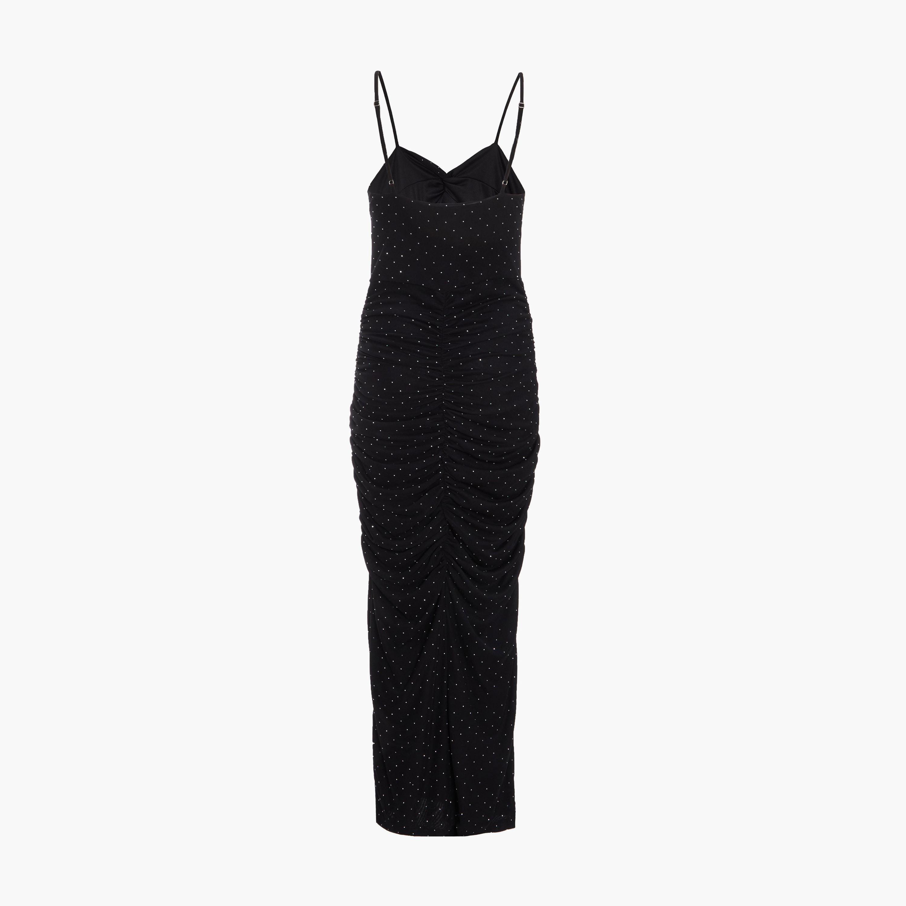 كويز-  فستان سهرة ماكسي أسود شبكي وأشرطة أمامية مرصعة-women-clothing-dresses-image-6