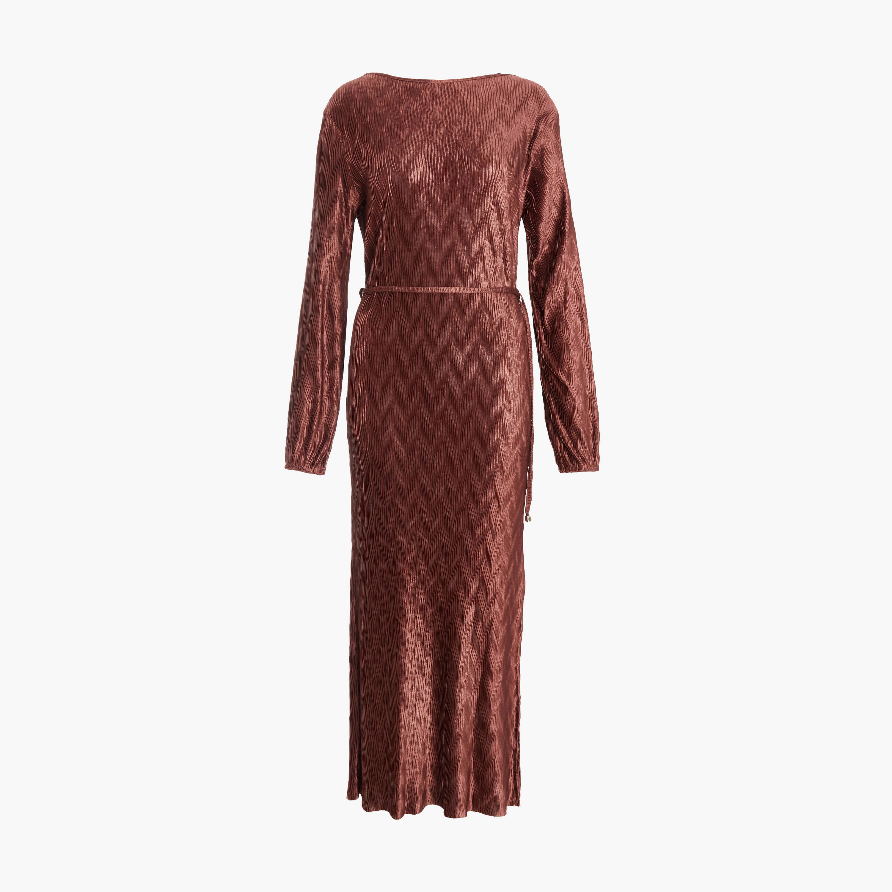كويز- فستان ميداكسي (طول متوسط) بني بأكمام طويلة وحزام خصر برباط-women-clothing-dresses-image-5