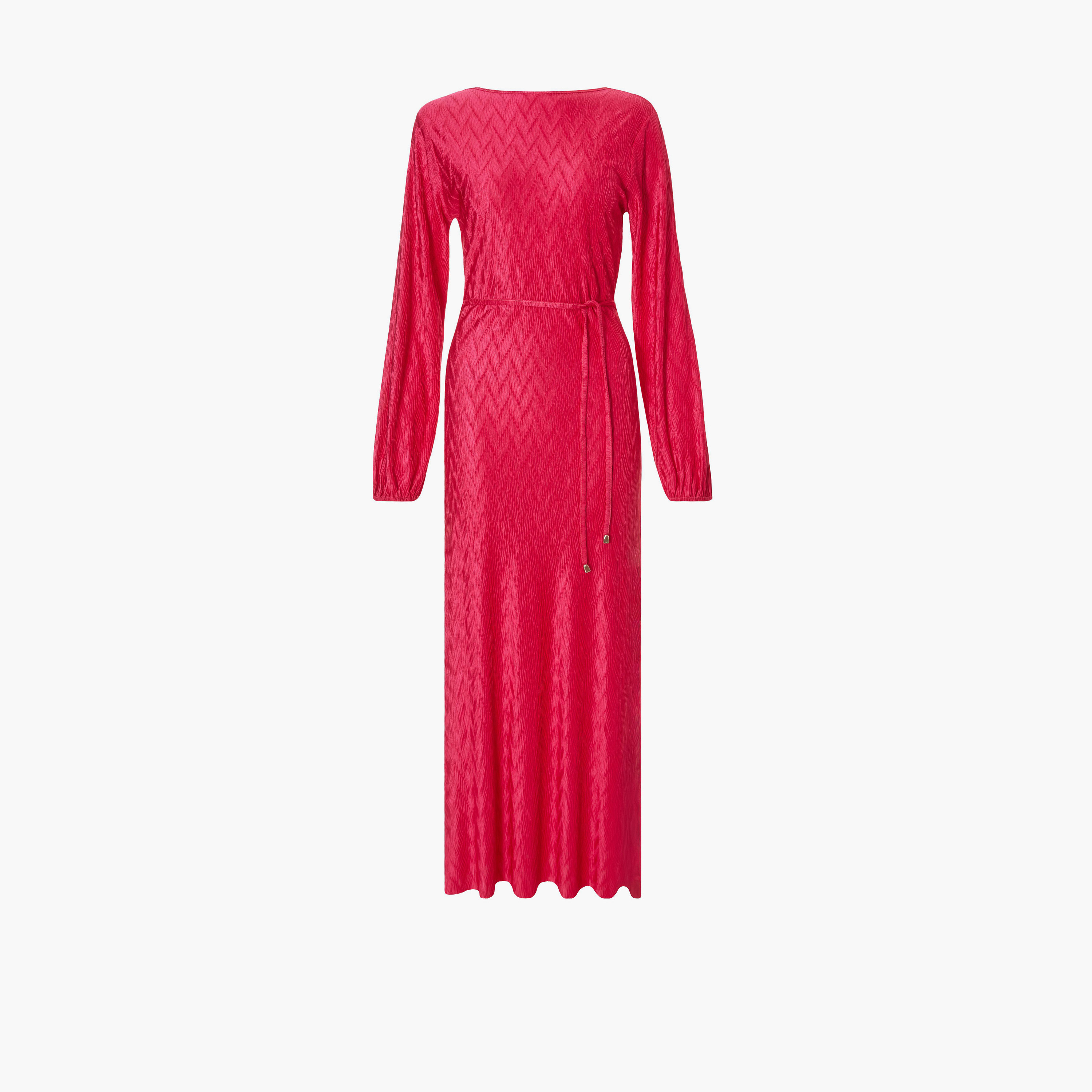 كويز-  فستان ميدي بحزام مموج مطوي لون أرجواني-women-clothing-dresses-image-4