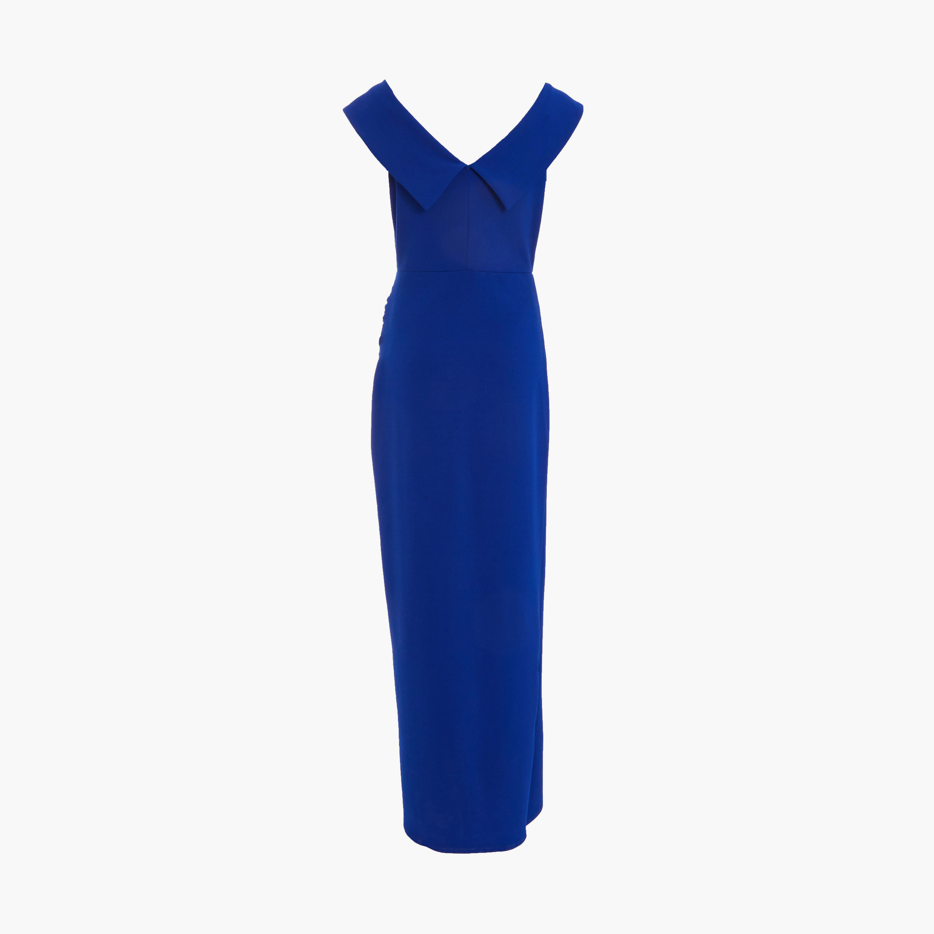 كويز-  فستان سهرة ماكسي أزرق ملكي بقصّة باردو مع لفّة من قماش الكريب سكوبا-women-clothing-dresses-image-6