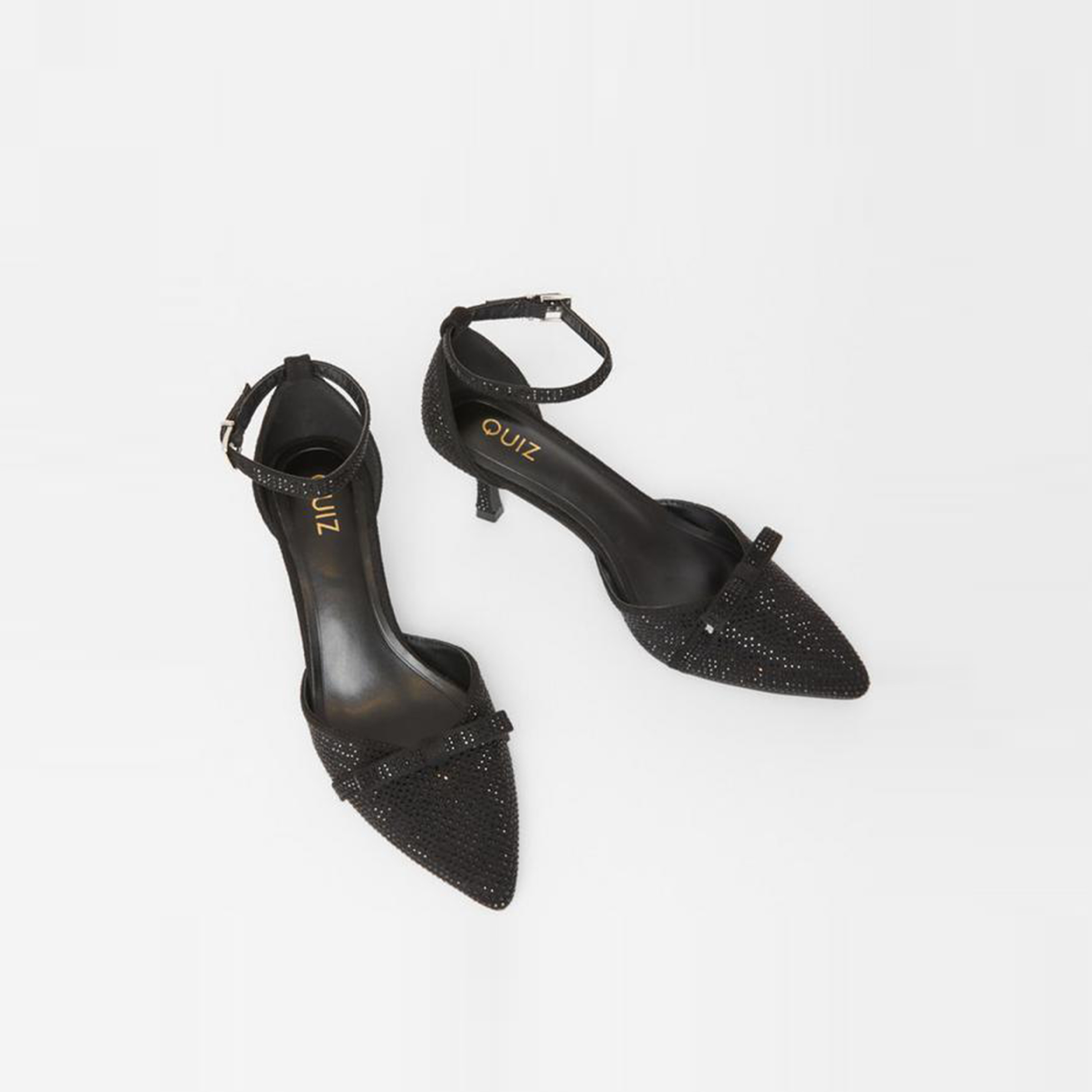 Quiz Black Diamante Low Court Ankle Strap Heels | 200907000-women-shoes-heels-image-2