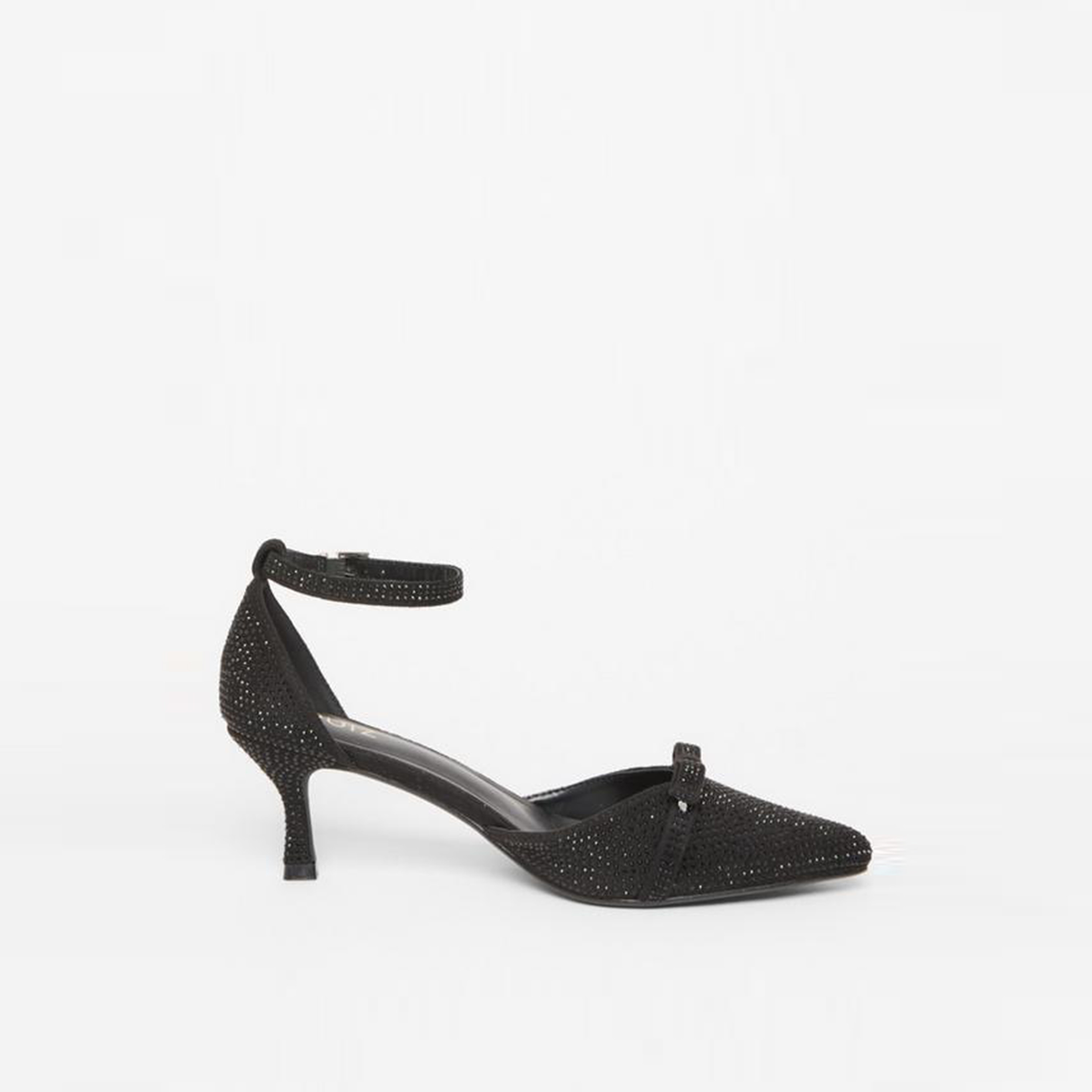كويز- حذاء أسود كاحل منخفض أحجار زينة صناعية | 200907000-women-shoes-heels-image-4