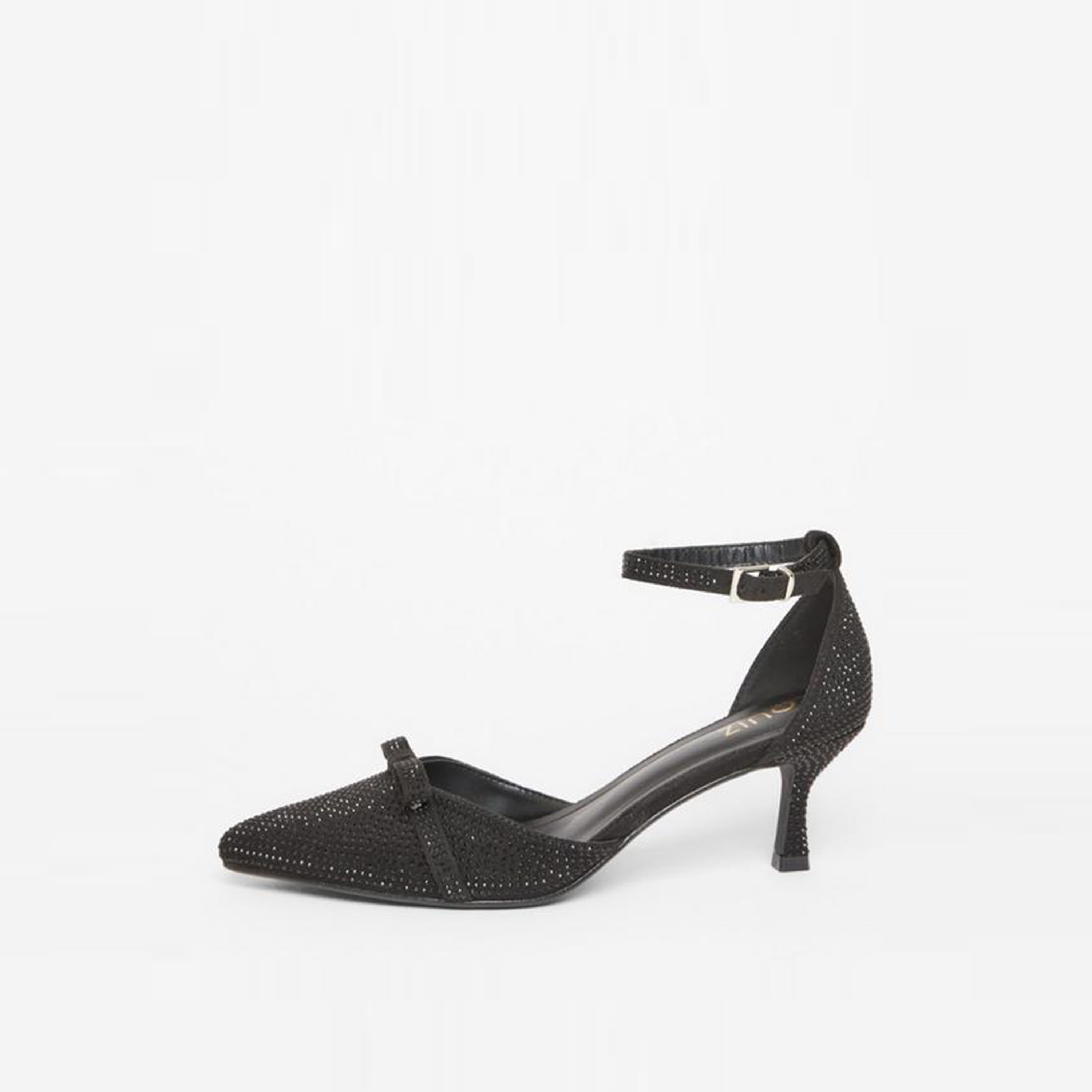 كويز- حذاء أسود كاحل منخفض أحجار زينة صناعية | 200907000-women-shoes-heels-image-5