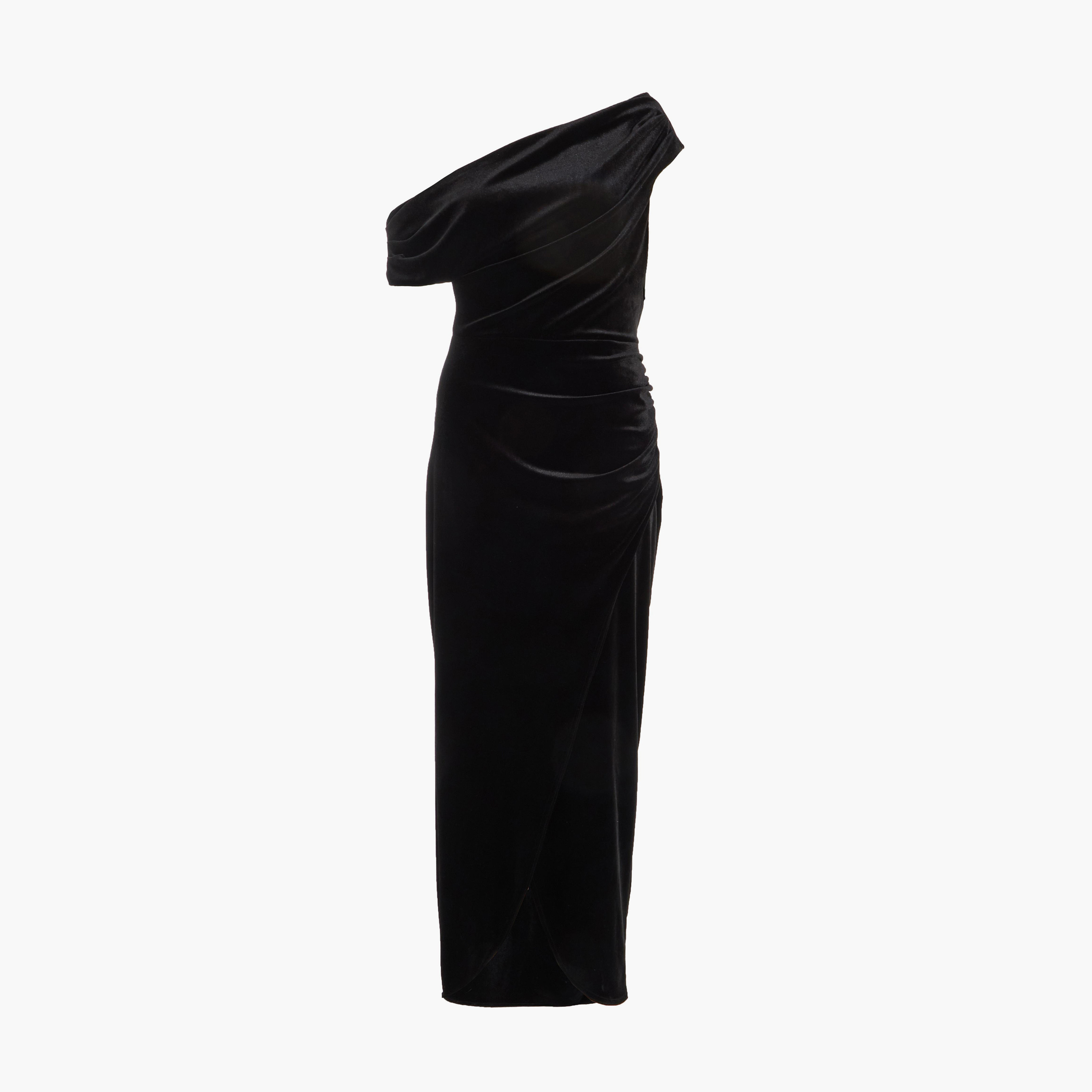 كويز-  فستان سهرة أسود من قماش ميداكسي مخملي غير متماثل-women-clothing-dresses-image-5