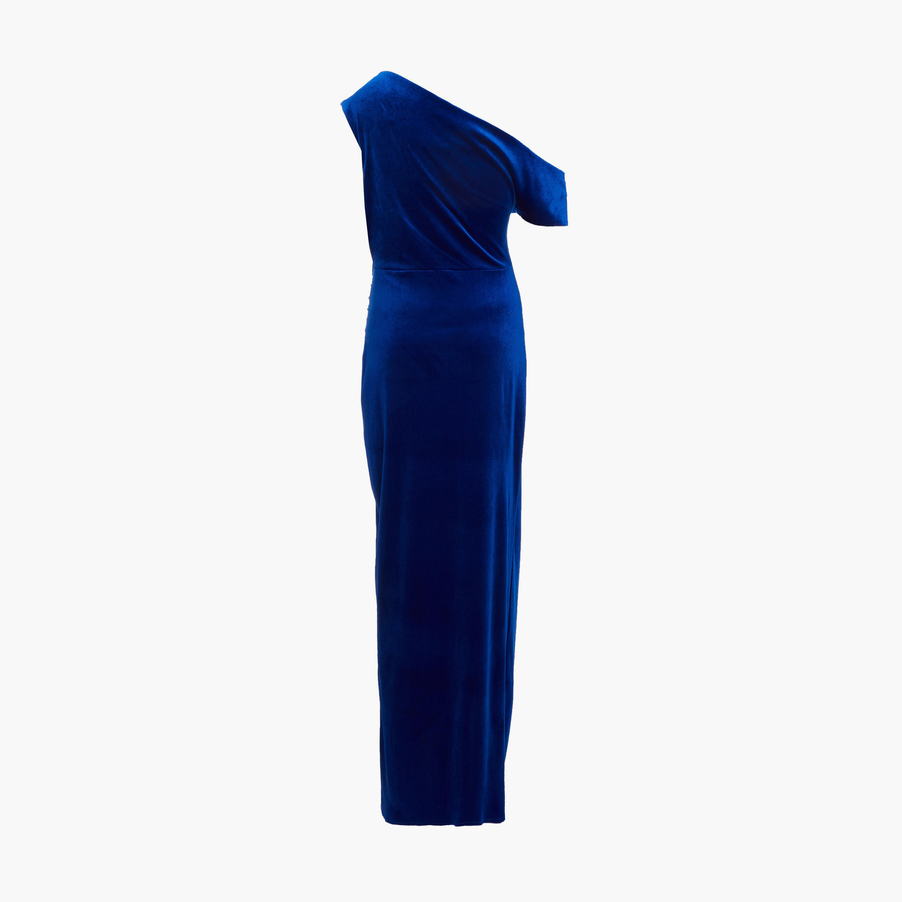 كويز-  فستان سهرة أزرق ملكي مخملي غير متماثل بقصّة باردو-women-clothing-dresses-image-6