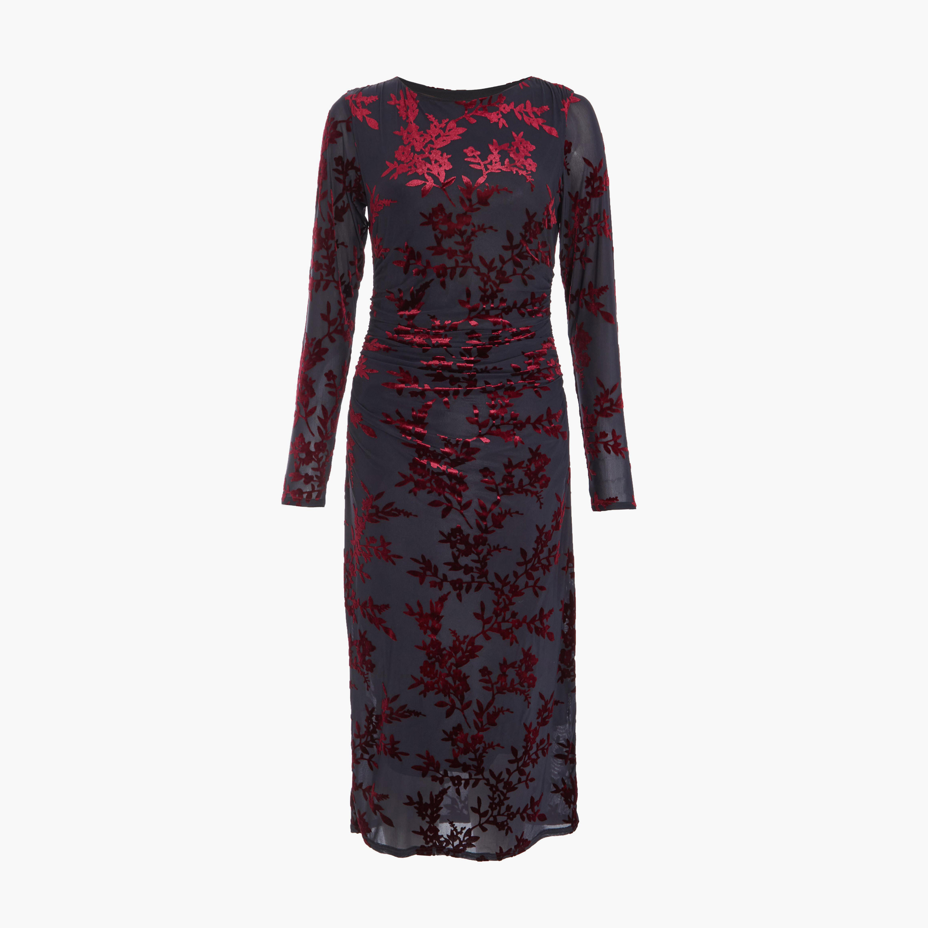 Quiz Berry Floral Devore Long Sleeve Midi Dress-women-clothing-dresses-image-5