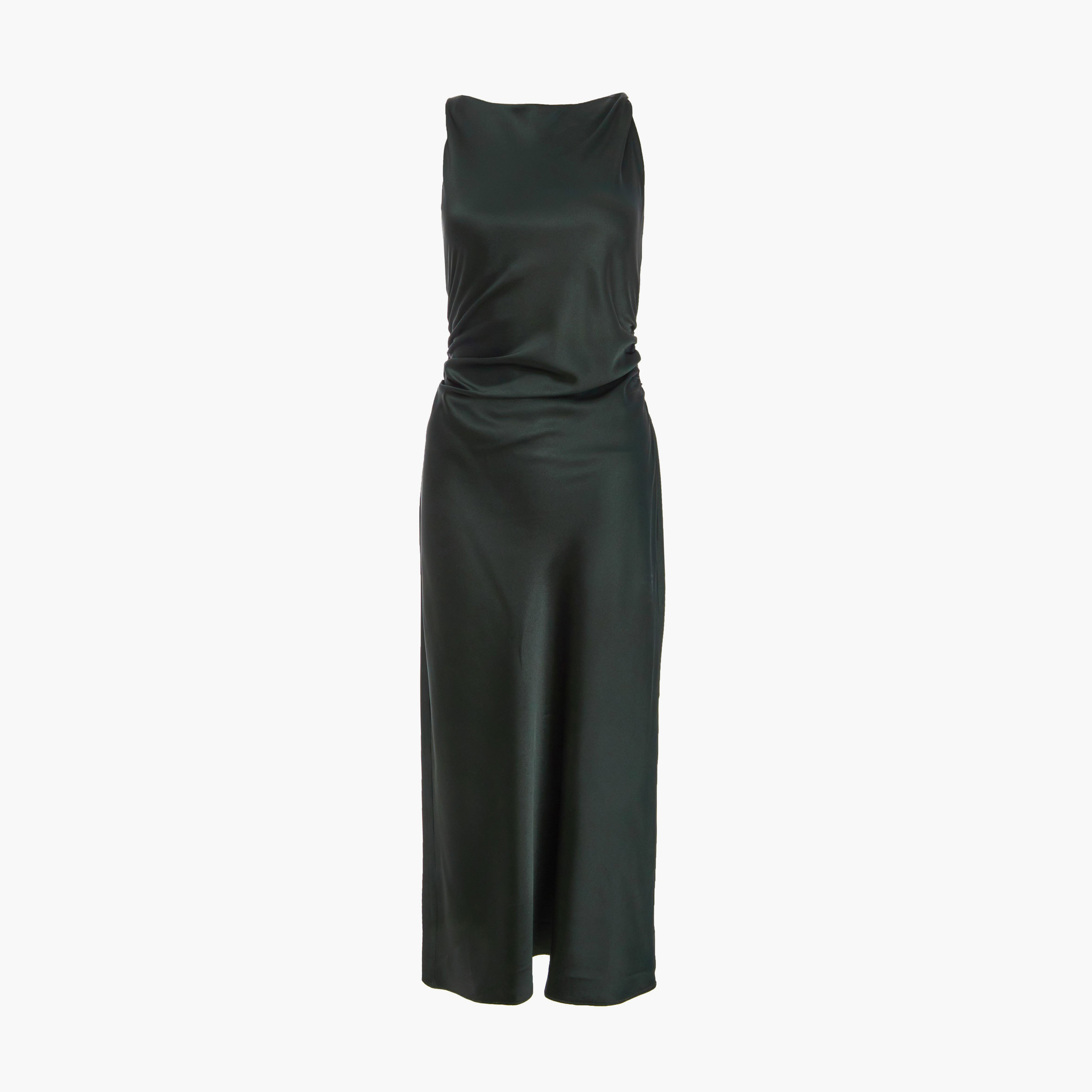 كويز- فستان سهرة ميدي بقصّة باردو من قماش الساتان باللون الزيتوني-women-clothing-dresses-image-5