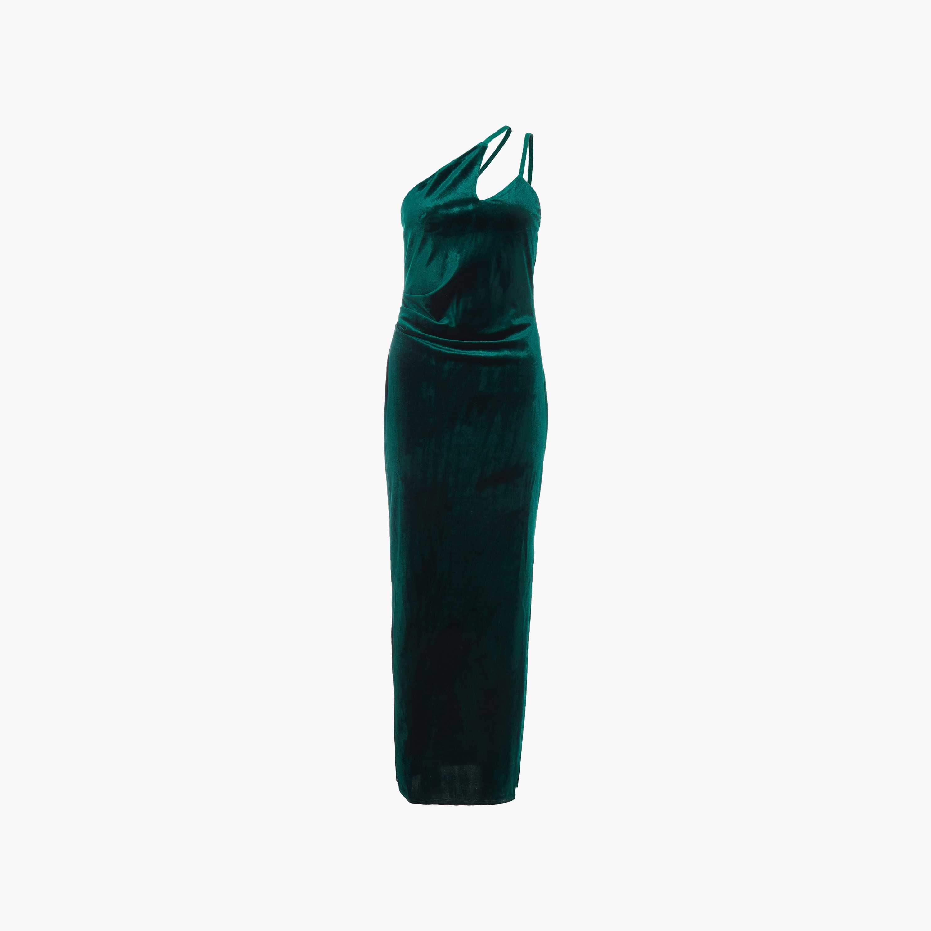 Quiz Green Velvet Cut Out One Shoulder Evening Maxi Dress-women-clothing-dresses-image-6