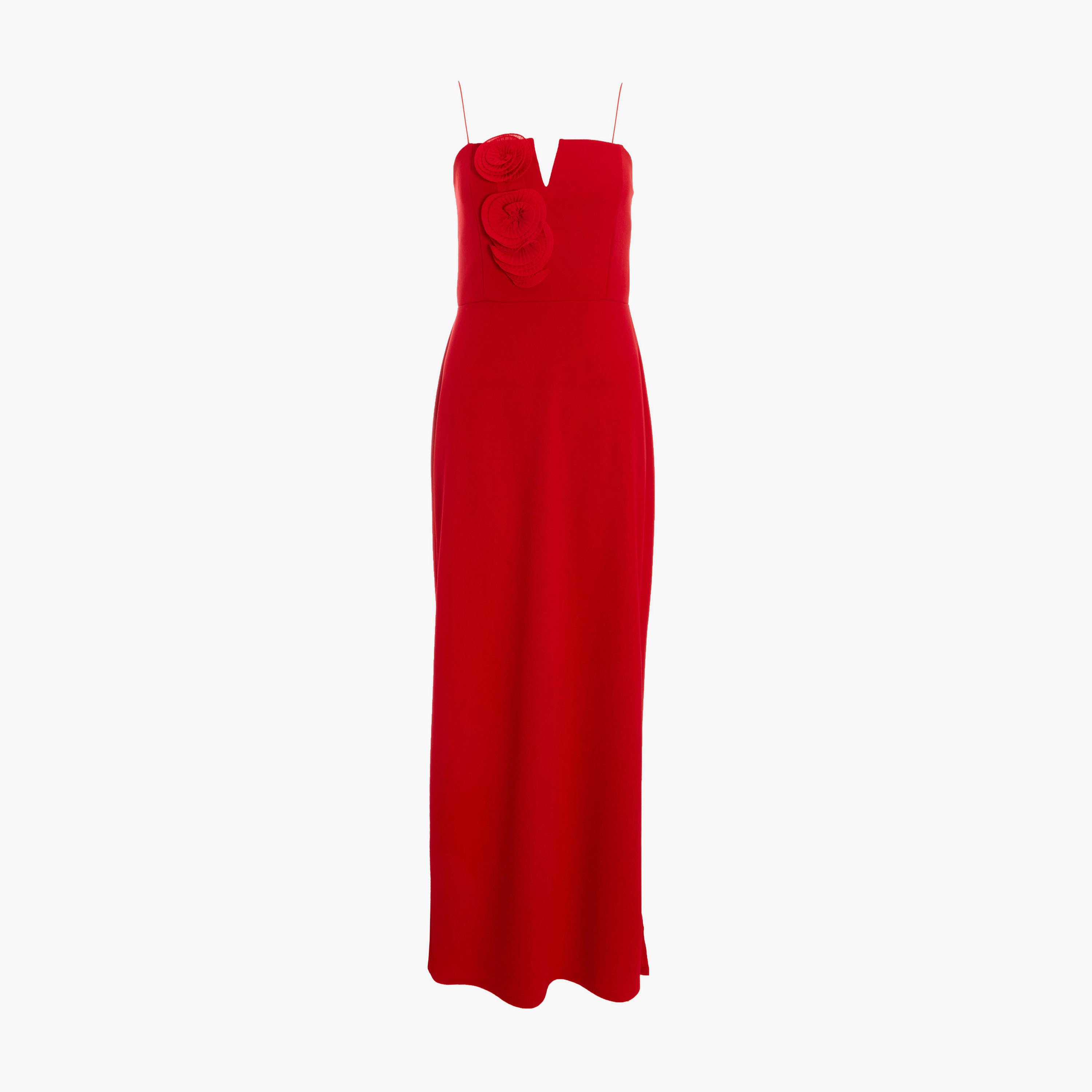 كويز-  فستان سهرة ماكسي أحمر بحزام بحواف من قماش الكريب الأحمر بنقشة الأزهار-women-clothing-dresses-image-5