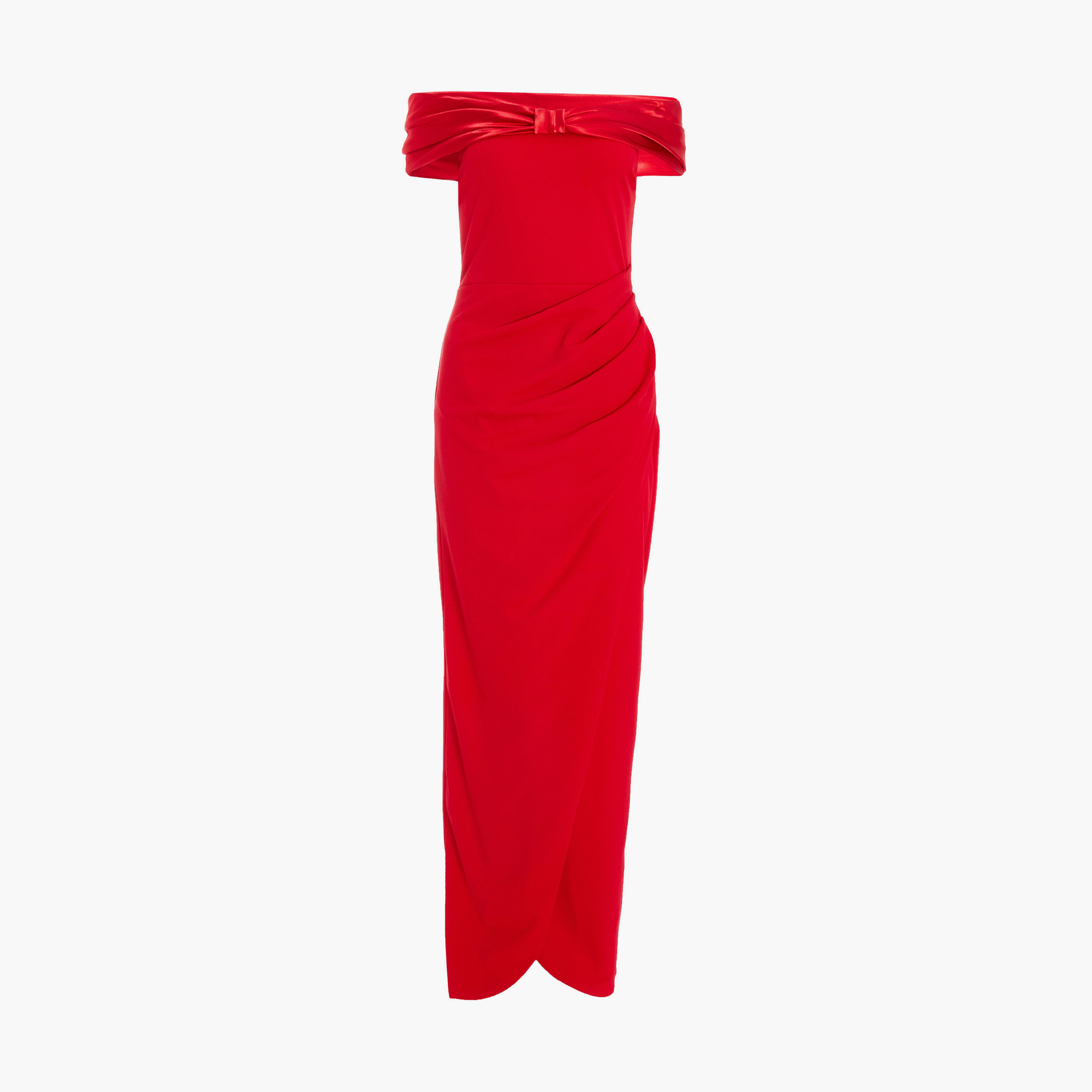 كويز-  فستان ماكسي أحمر باردو من الساتان بنقشة الكريب الأحمر بنقشة الأزهار-women-clothing-dresses-image-1