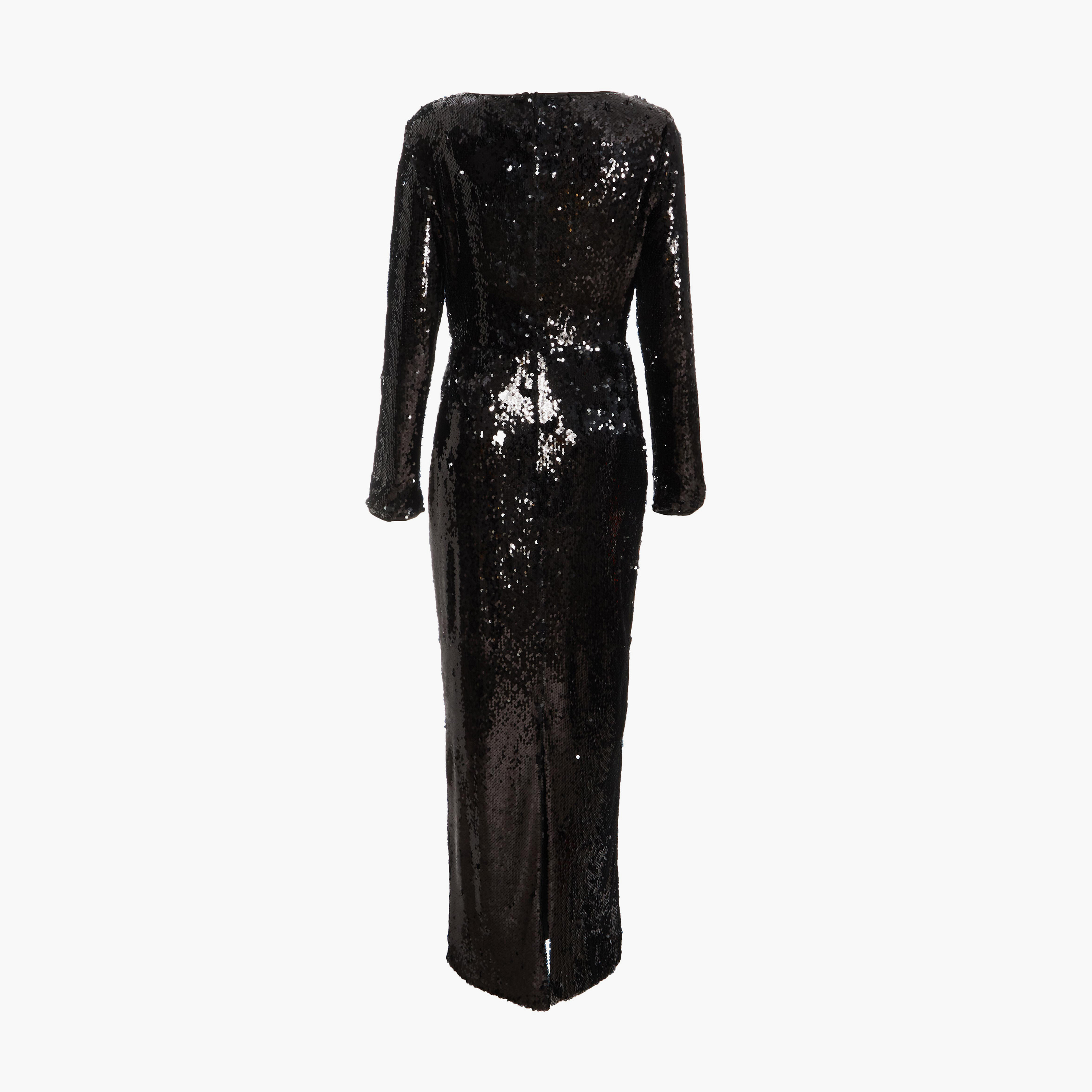 Quiz Black Sequin Tie Front Maxi Evening Dress-women-clothing-dresses-image-6