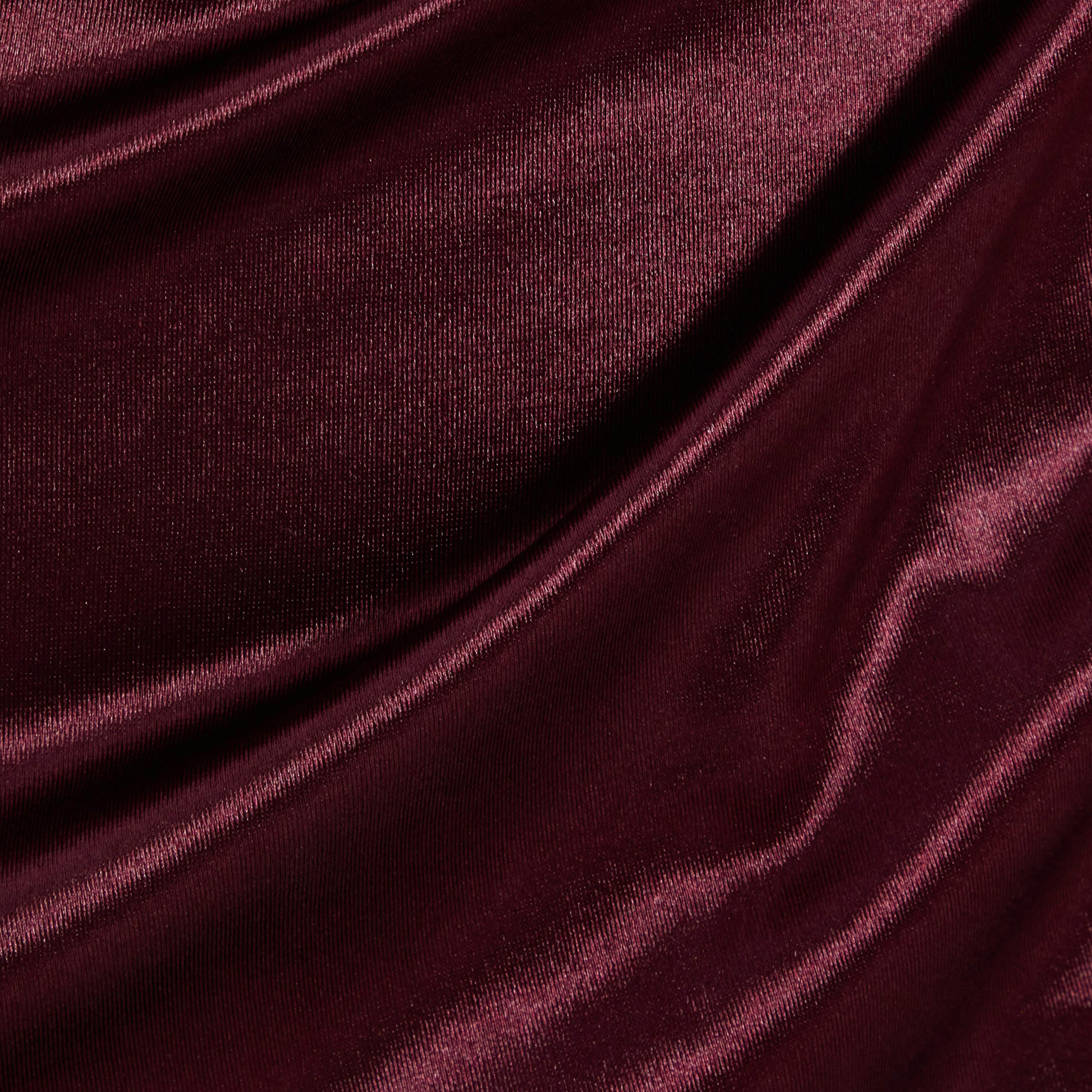 كويز- فستان سهرة ميدي بقصّة باردو من قماش الكريب باللون النبيذي مع تفاصيل مشد من الأمام-women-clothing-dresses-image-4