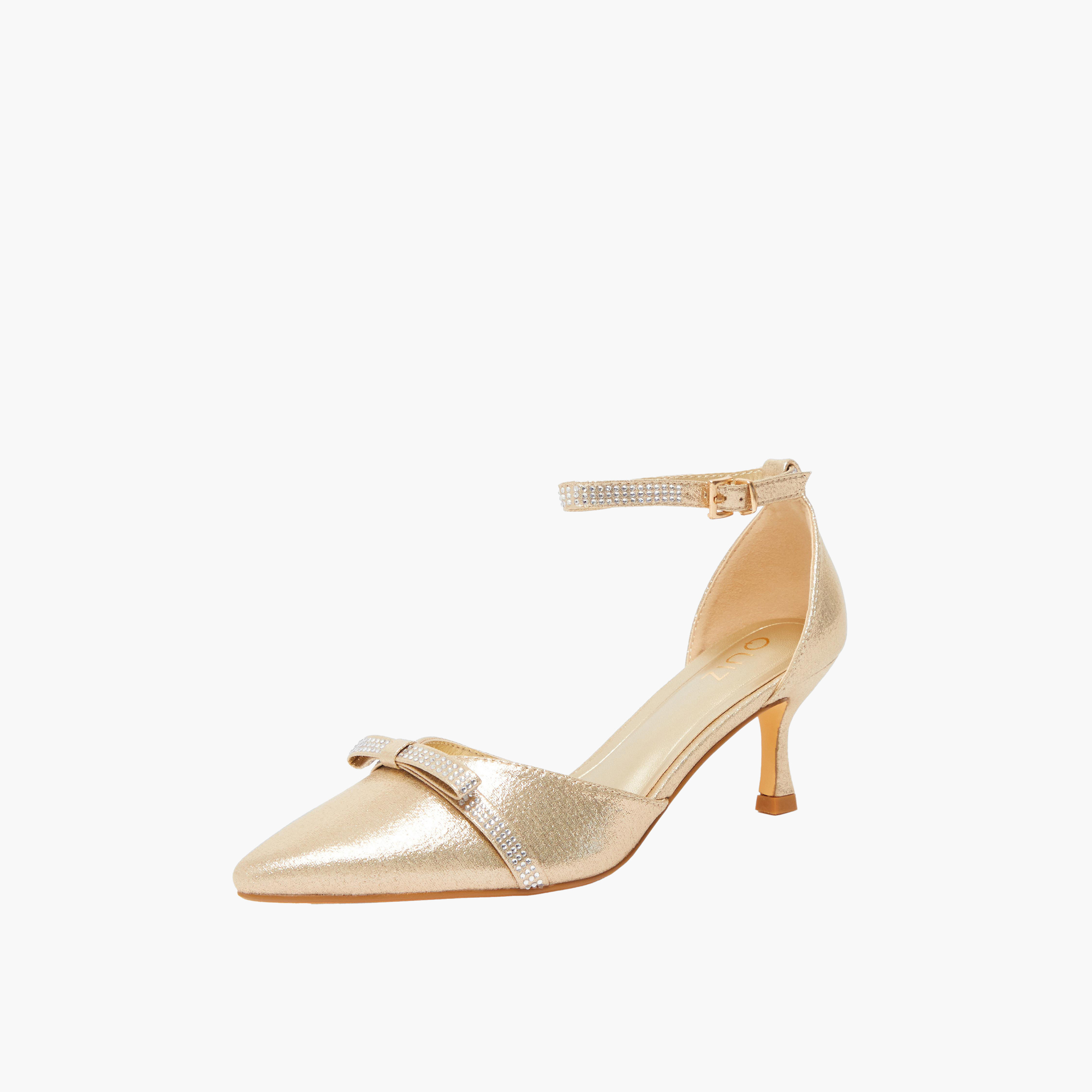 كويز- صندل نسائي بكعب صغير وحزام بإبزيم | 201052650-women-shoes-heels-image-1