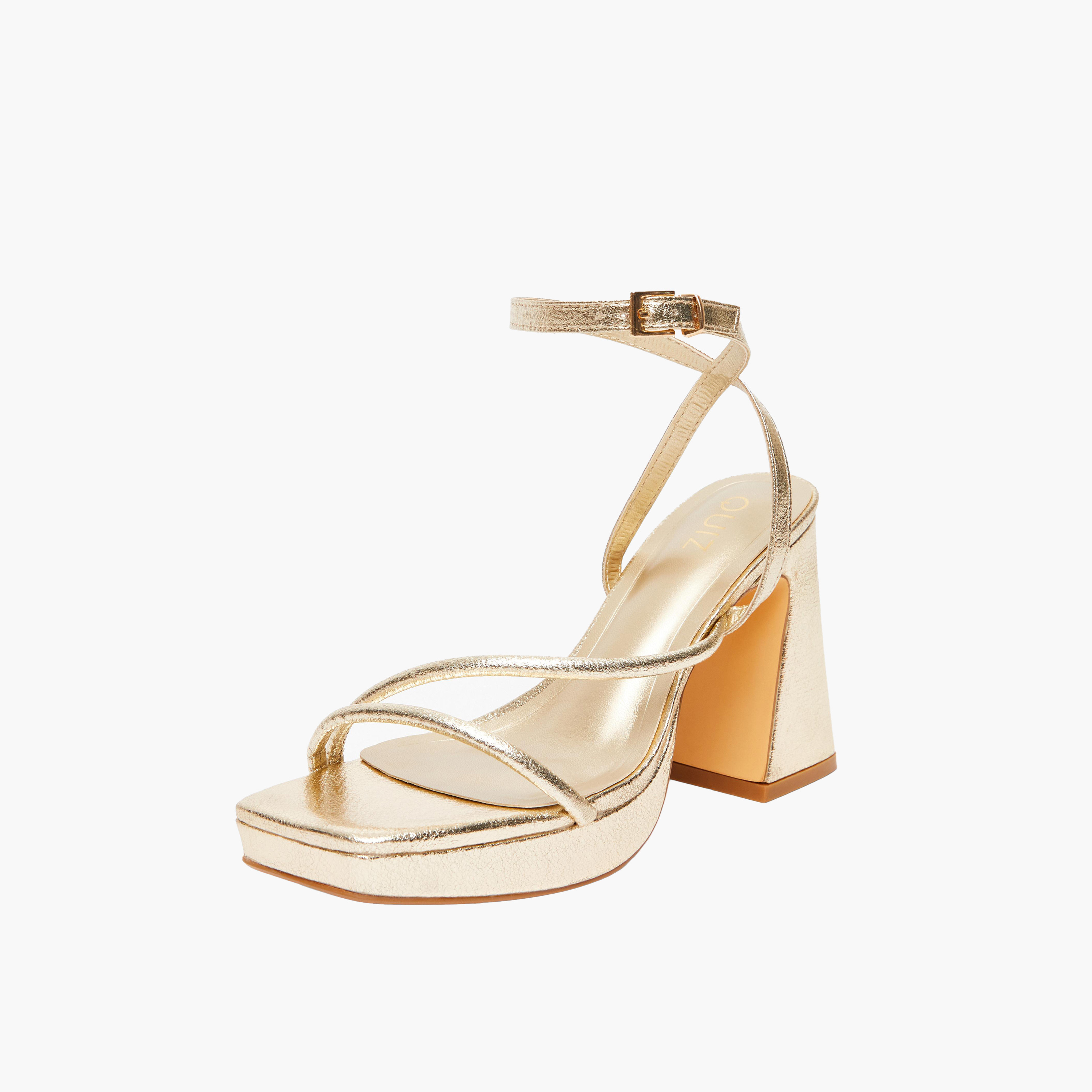 كويز- صندل نسائي بكعب سميك وحزام بإبزيم | 201116650-women-shoes-heels-image-1