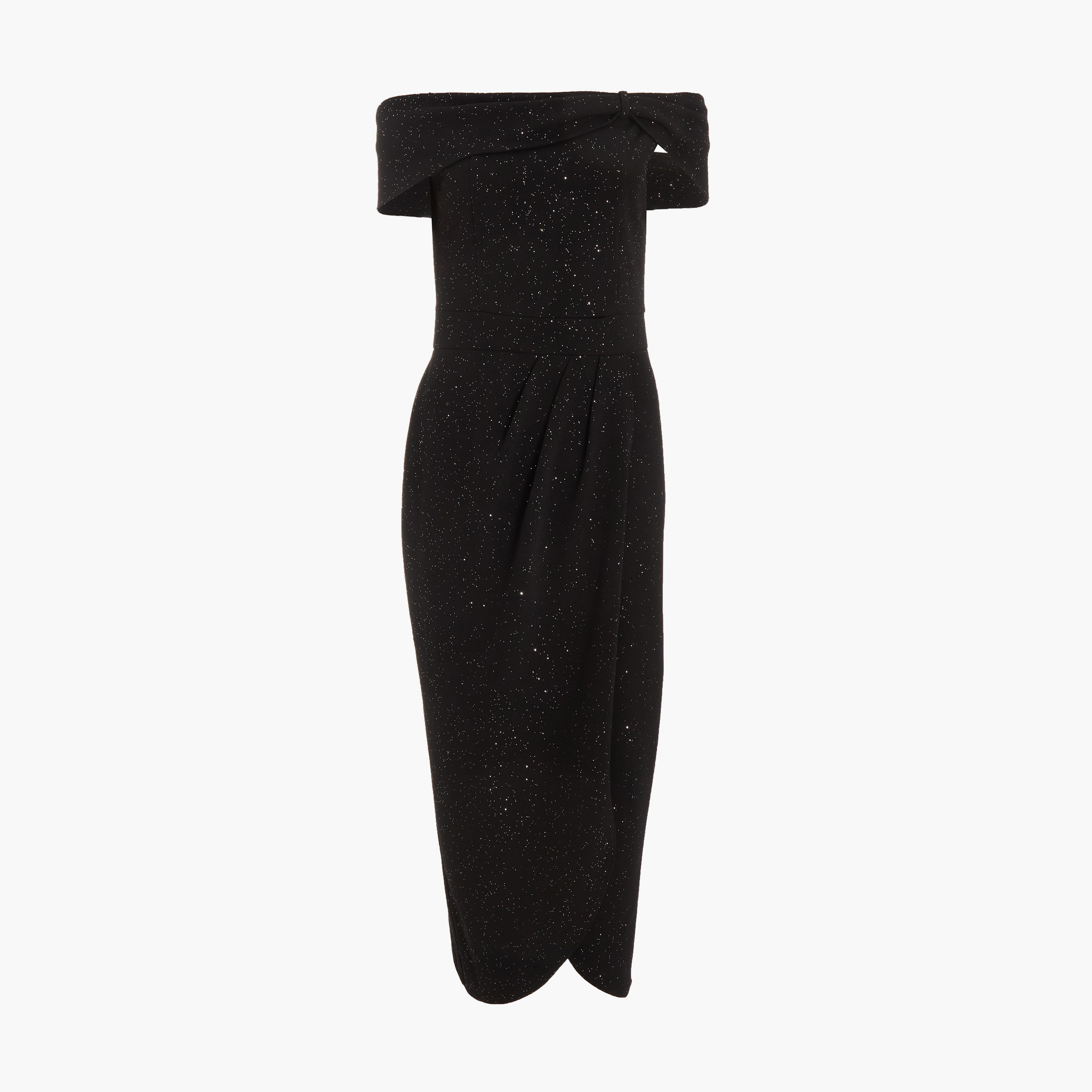 كويز-  فستان سهرة أسود لامع من ليفربول باردو ولف متوسط ​​الطول-women-clothing-dresses-image-5