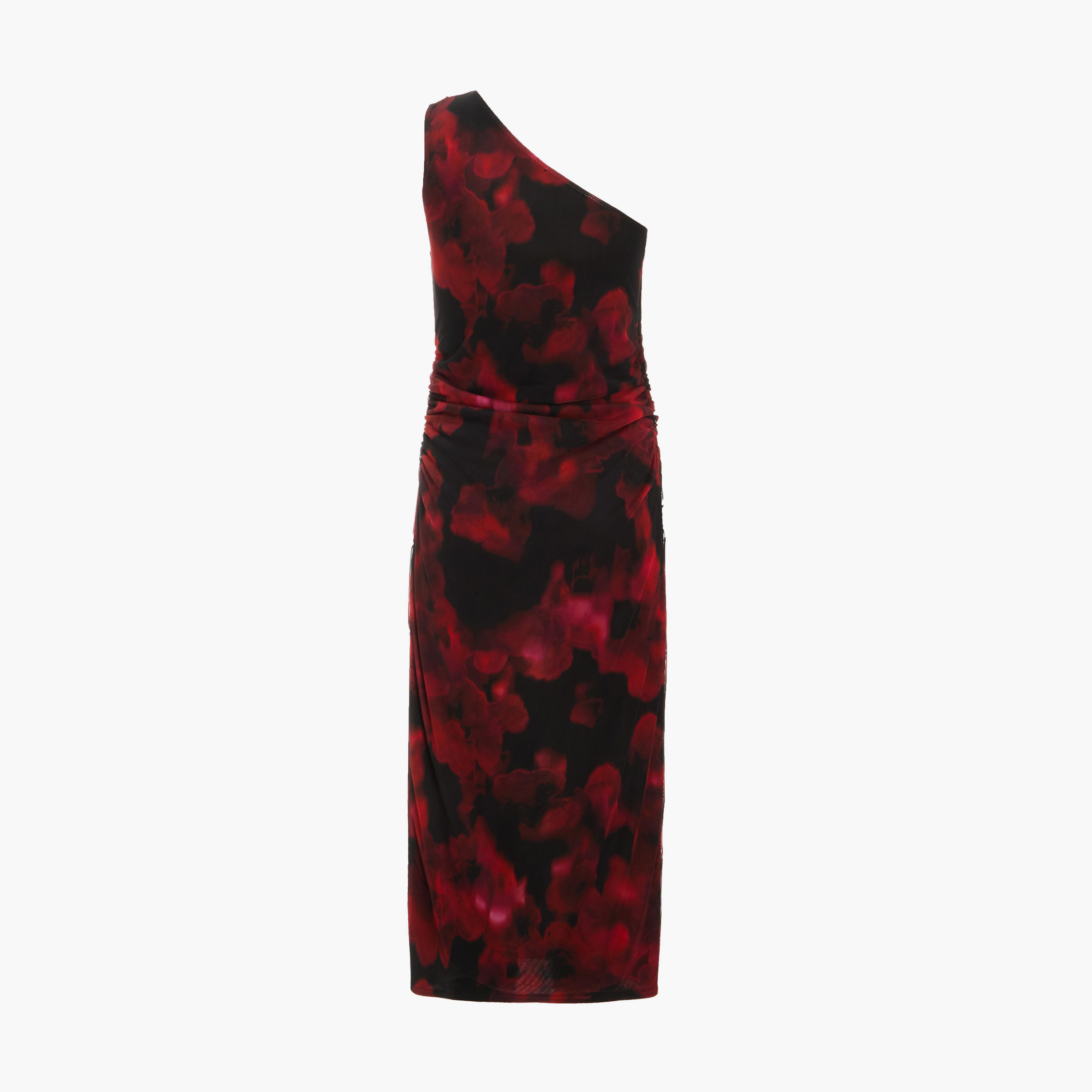 كويز-  فستان ميداكسي سهرة أسود من القماش الشبكي بكتف واحد مكشكش-women-clothing-dresses-image-6
