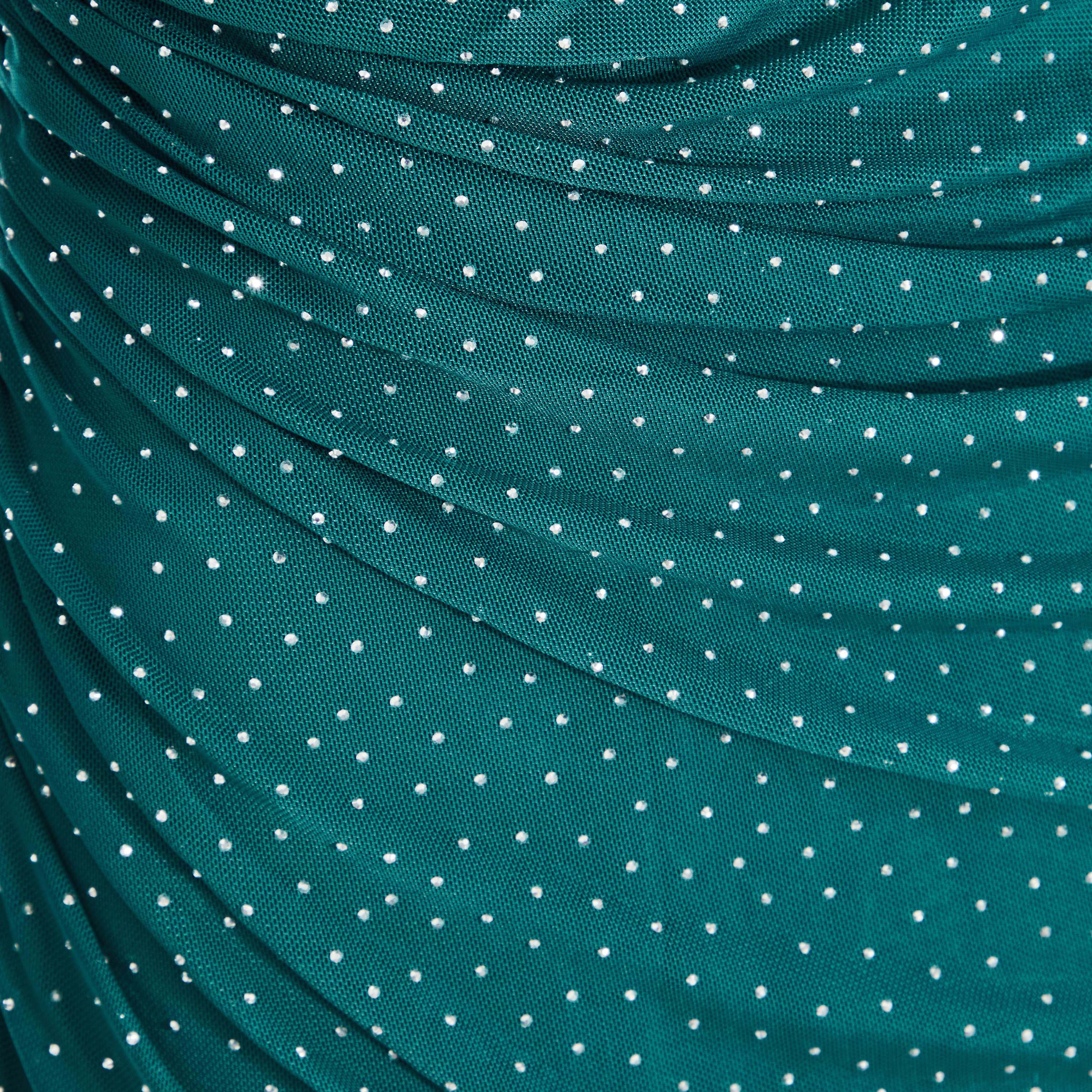 كويز-  فستان ميداكسي (بطول متوسط) أخضر فاتح بأكمام طويلة مزين بأحجار الراين-women-clothing-dresses-image-4