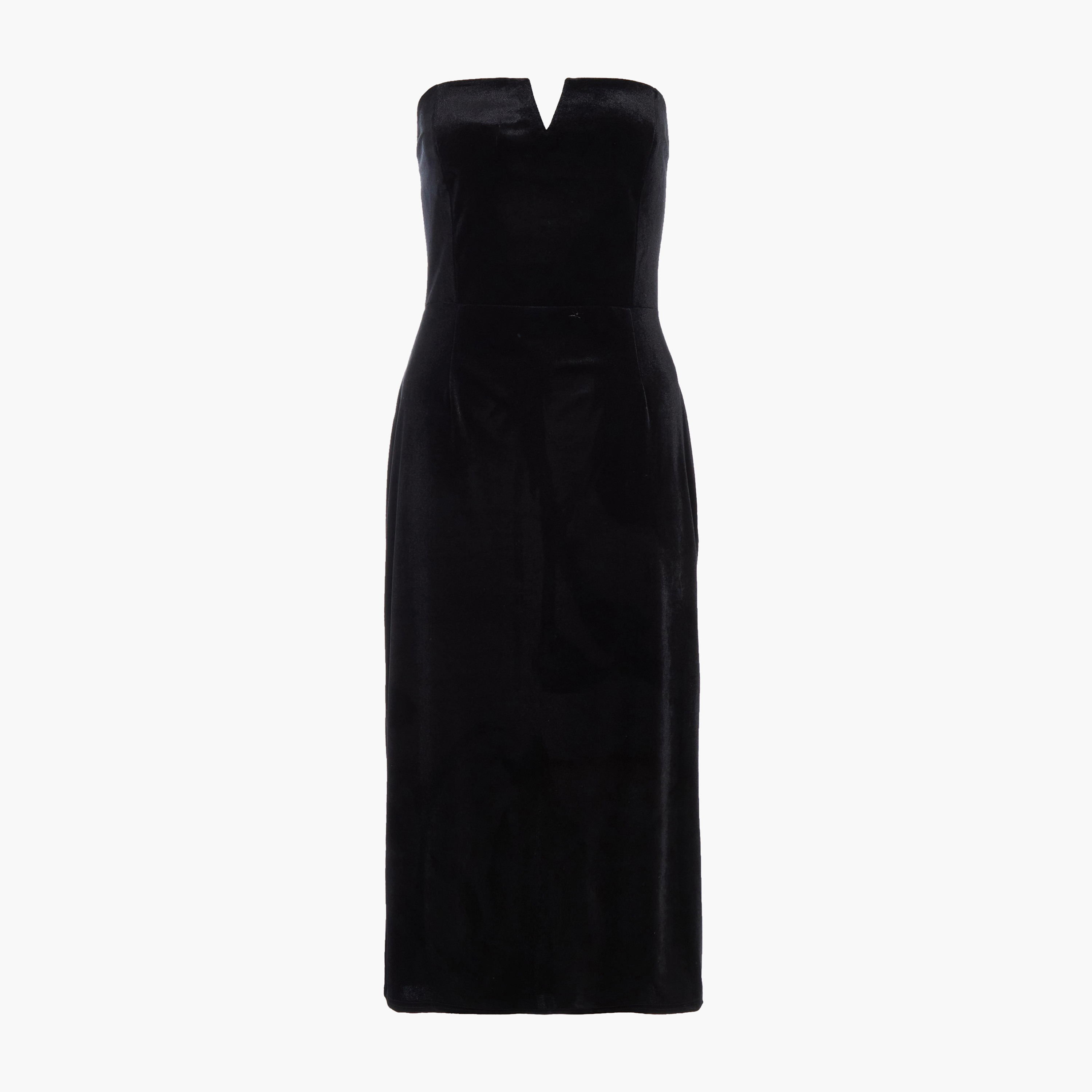 Quiz Black Velvet Notch Front Strapless Midi Evening Dress-women-clothing-dresses-image-5