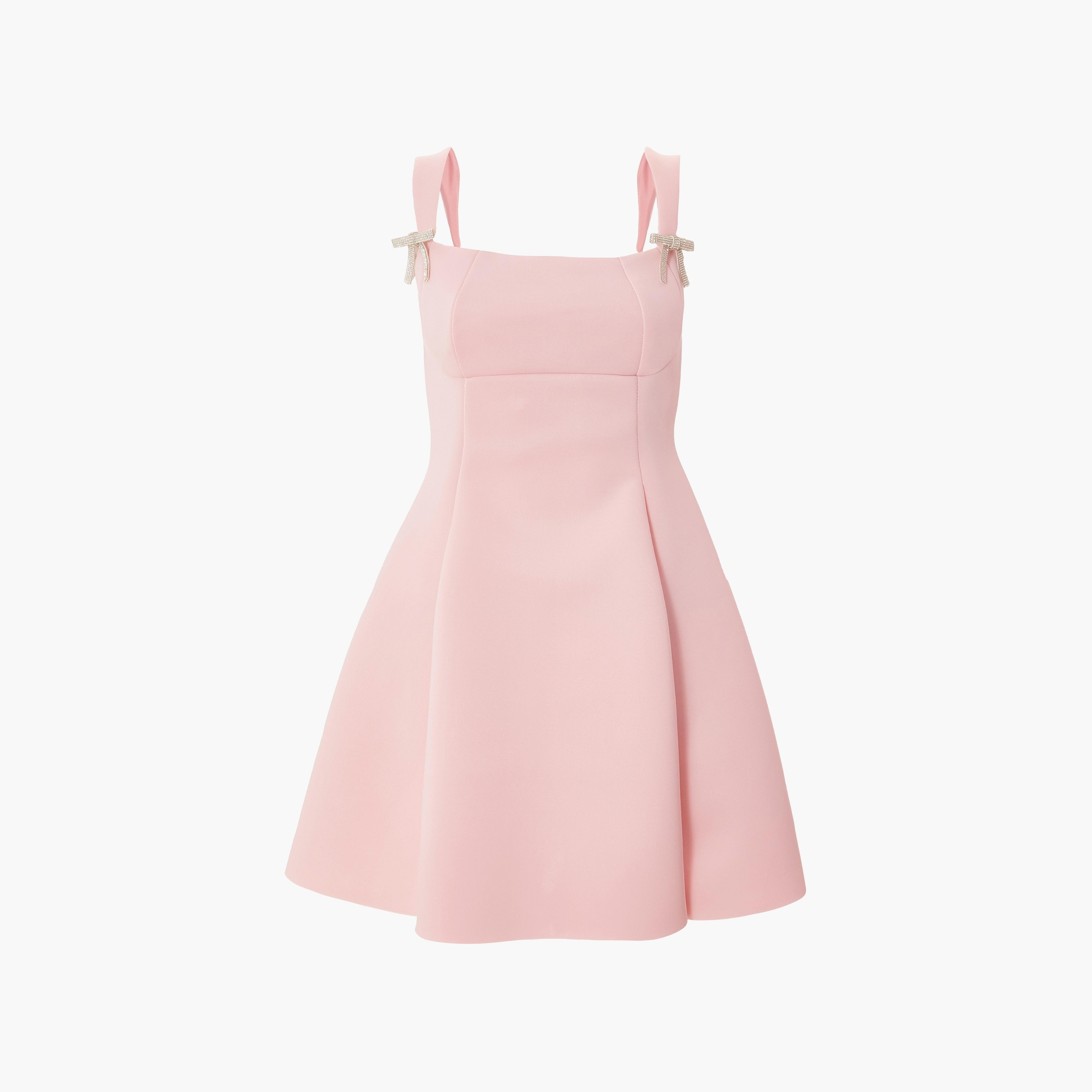 فستان نسائي قصير من إسفنج سكوبا بفتحة رقبة مربعة وتصميم A من كويز-women-clothing-dresses-image-11