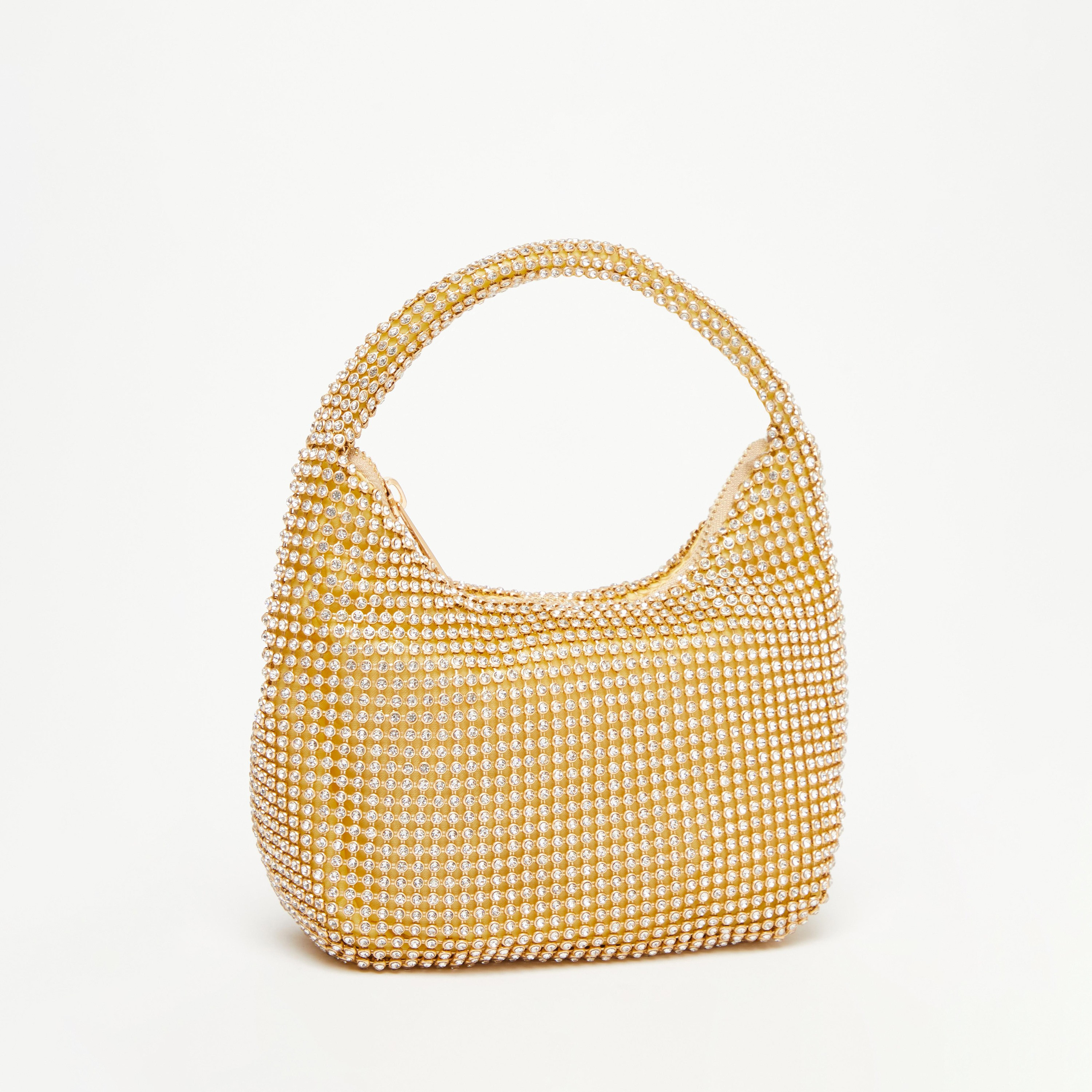 Quiz Rhinestone Mini Hobo Bag with Top Handle | 27 X 2.5 X 21 CM-women-bagsandwallets-handbags-image-1