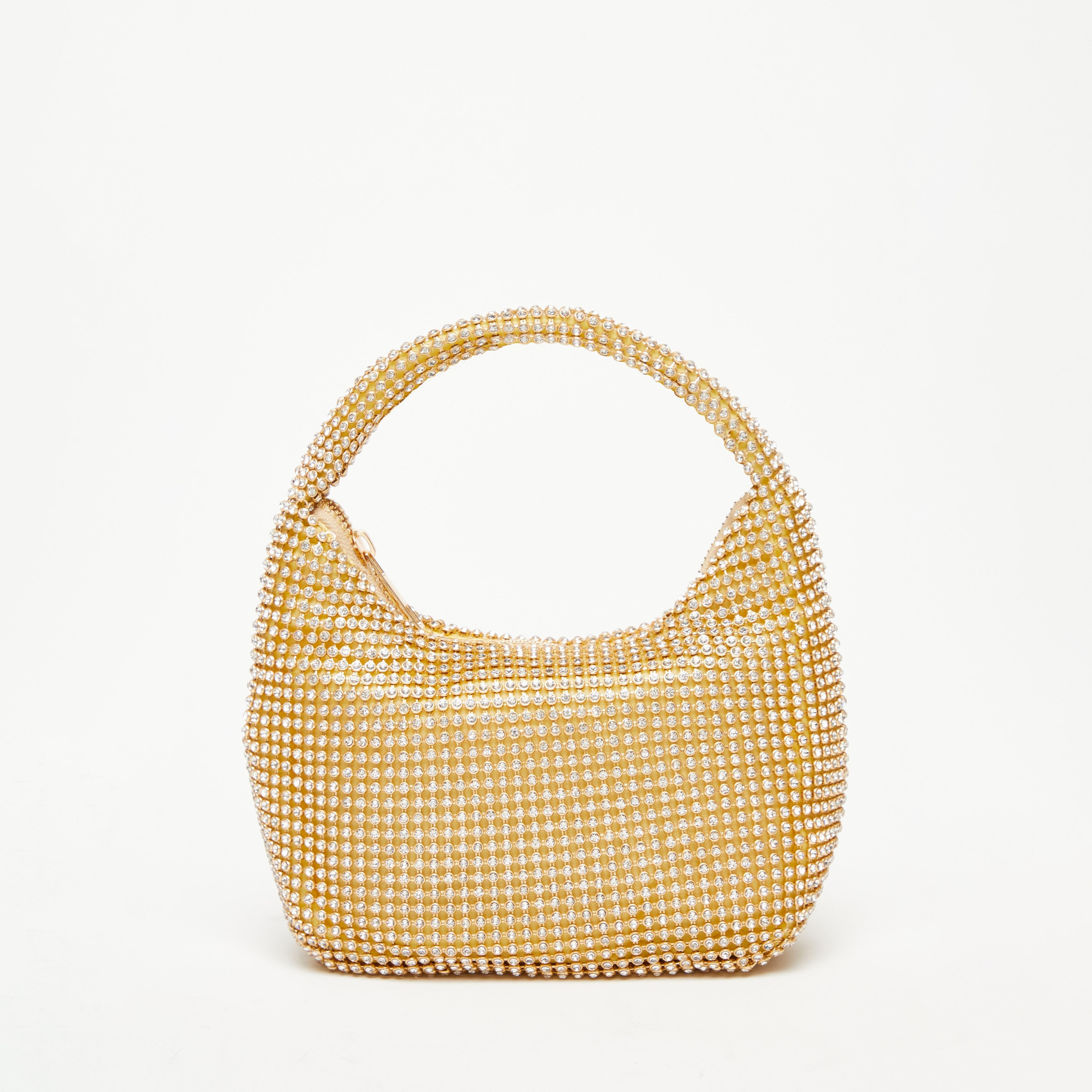 حقيبة هوبو صغيرة بأحجار الراين مع مقبض علوي من كويز | الأبعاد: 27 × 2.5 × 21 سم-women-bagsandwallets-handbags-image-2