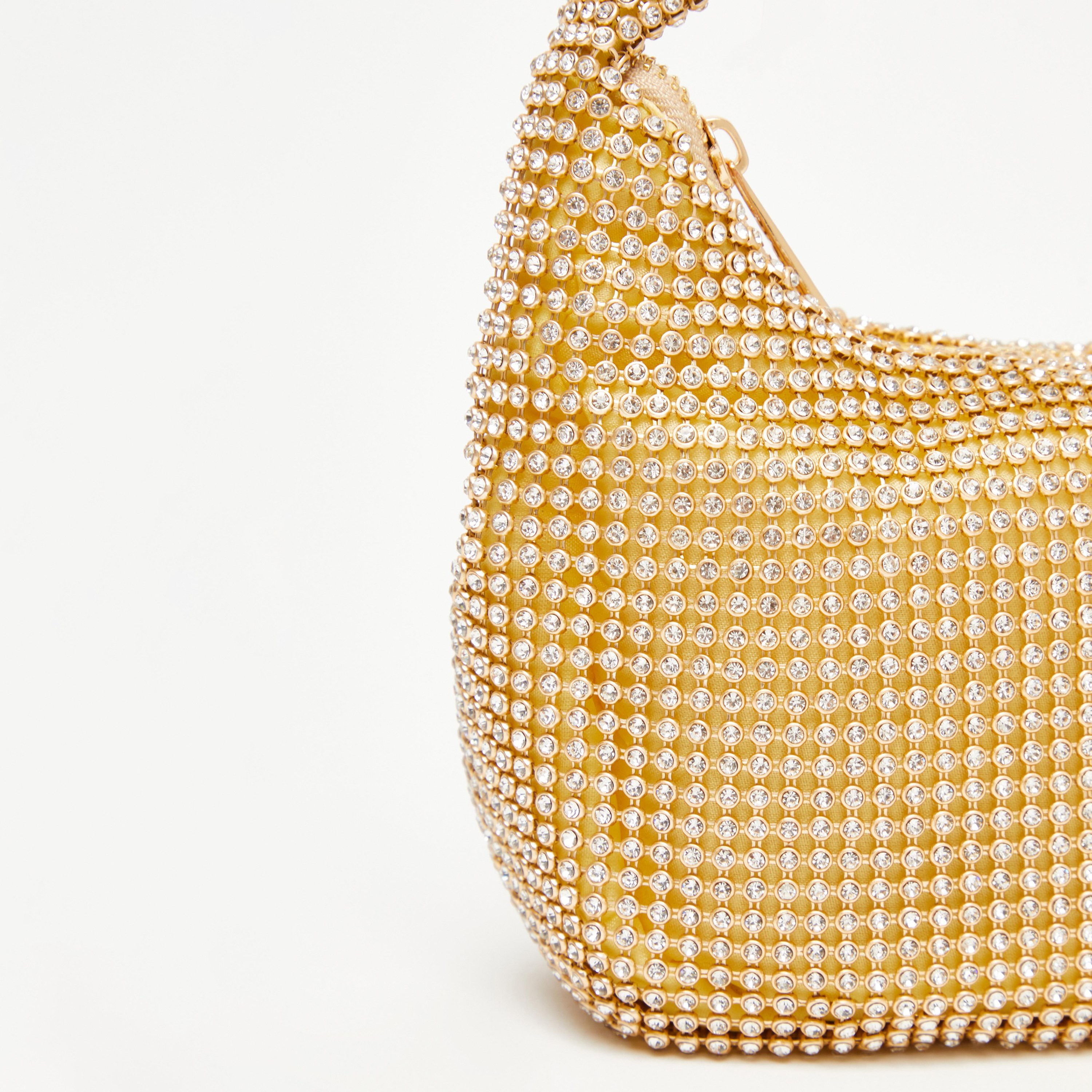 Quiz Rhinestone Mini Hobo Bag with Top Handle | 27 X 2.5 X 21 CM-women-bagsandwallets-handbags-image-5