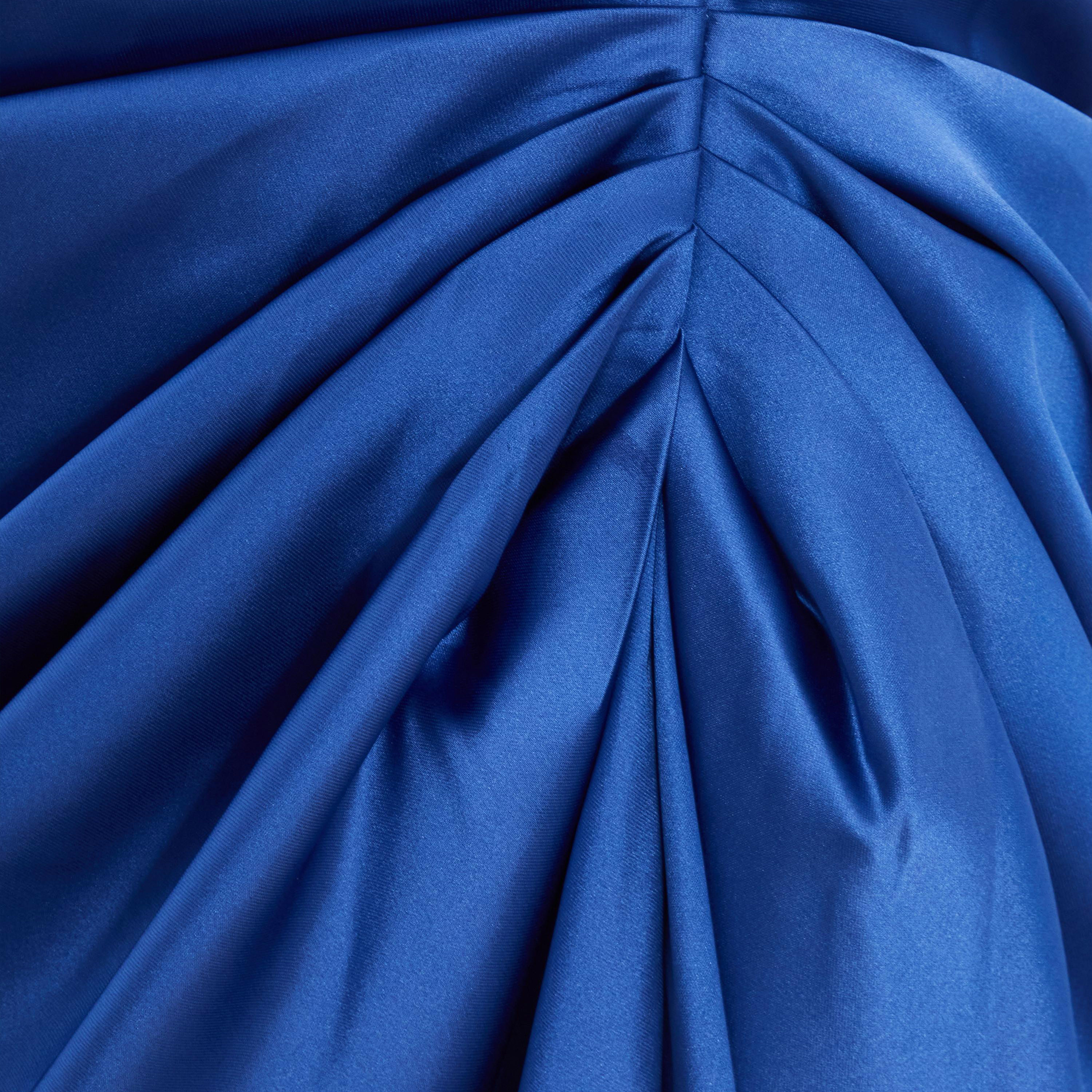 Quiz Blue Satin Ruched Cowl Evening Midi Dress-women-clothing-dresses-image-4