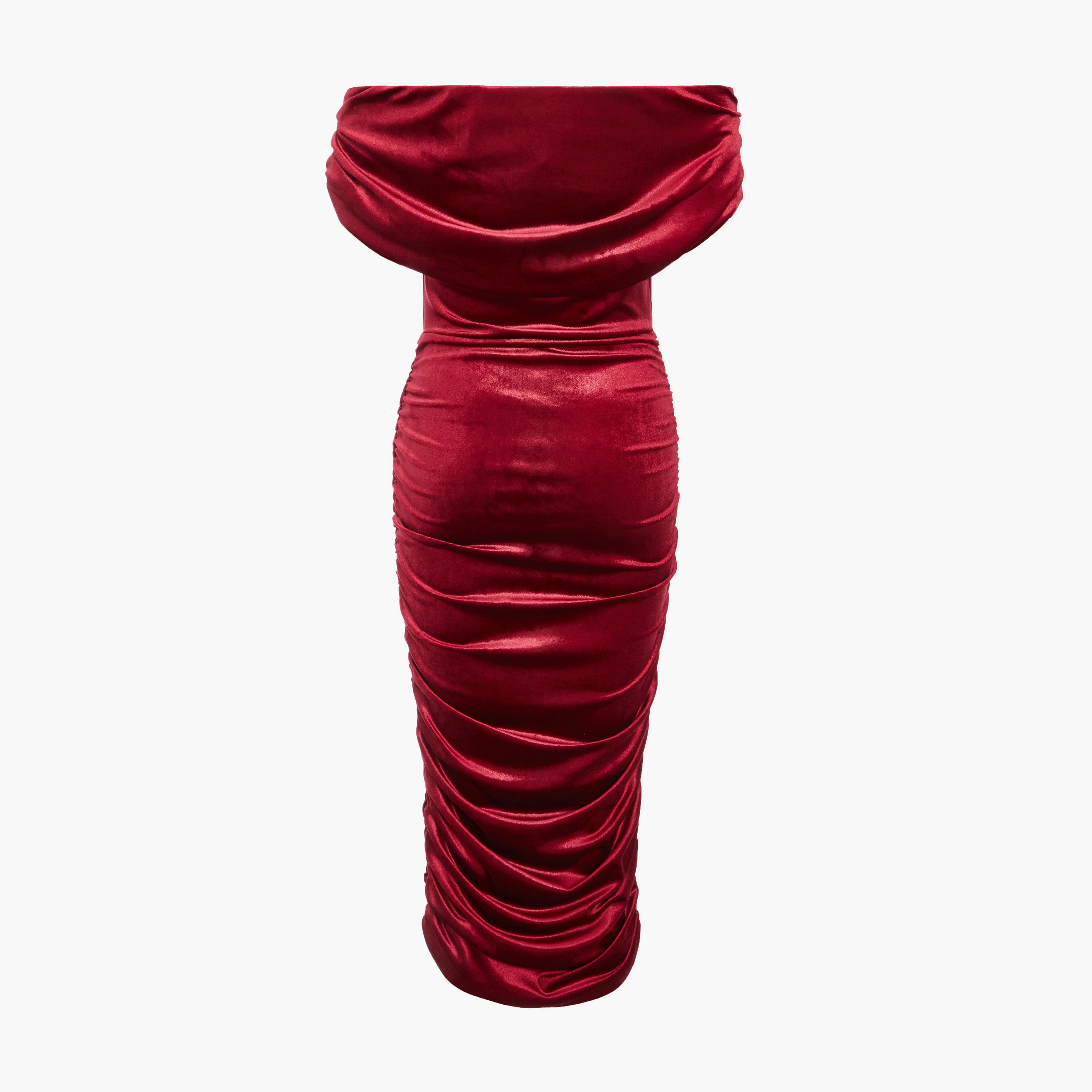 كويز-  فستان سهرة مخملي متوسط ​​الطول   التوتي وكشكشة-women-clothing-dresses-image-6